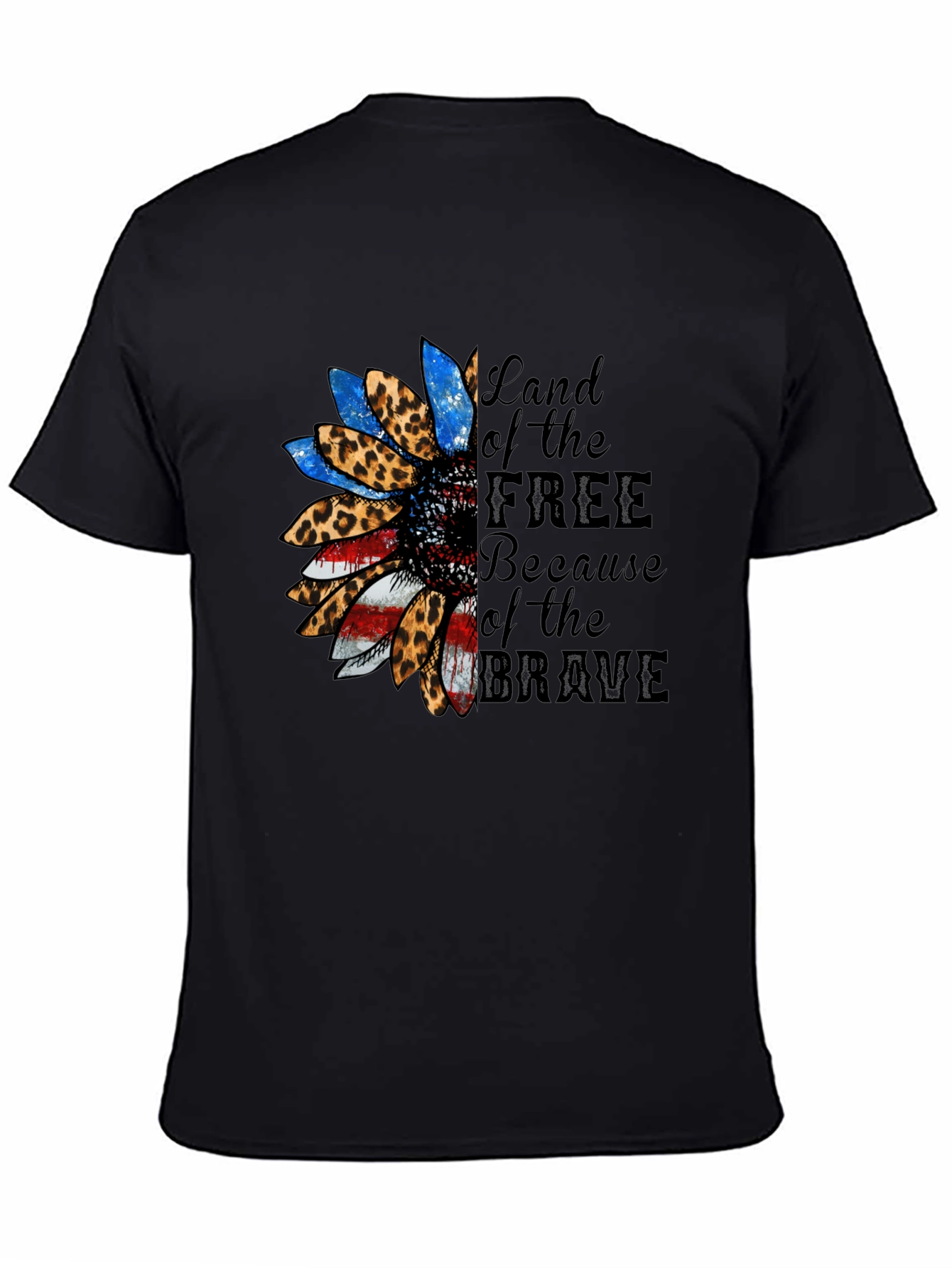Black Patriotic Sunflower Graphic T-Shirt view 4