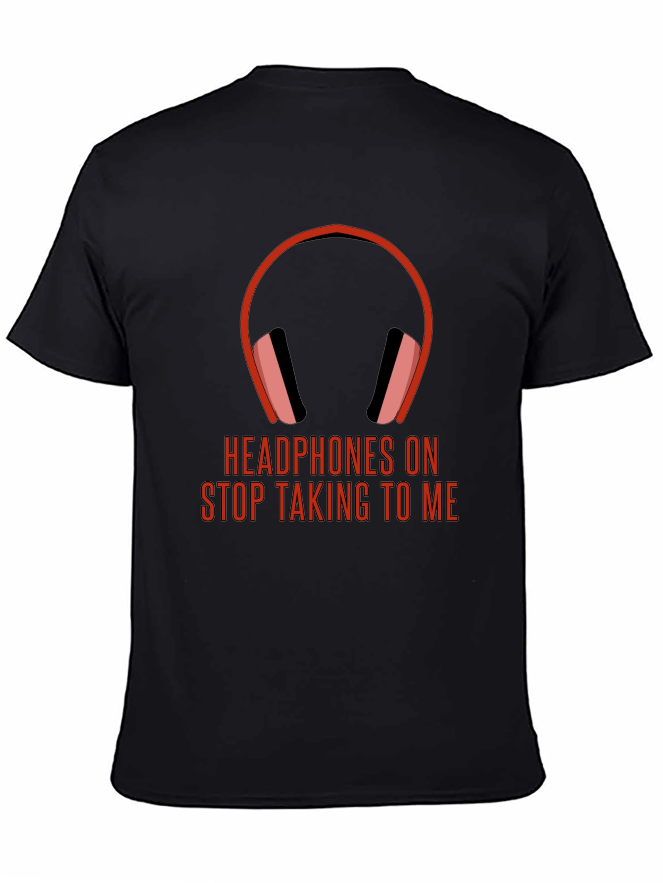 Black Headphones On Graphic Tee - Introvert Humor T-Shirt view 4