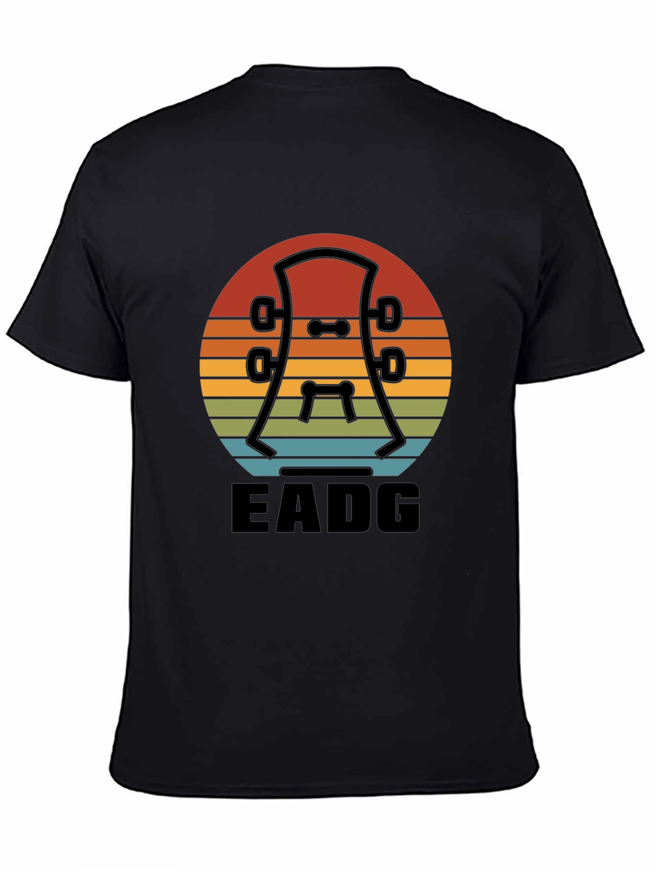Black Vintage Guitar Headstock T-Shirt - EADG Tuning view 4