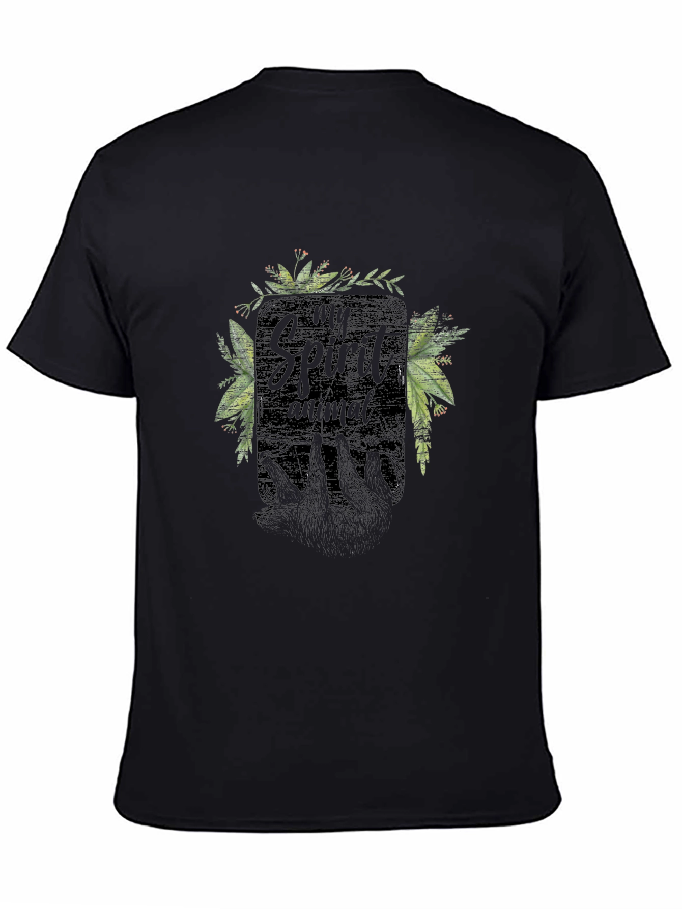 Black My Spirit Animal Sloth Black T-Shirt view 4