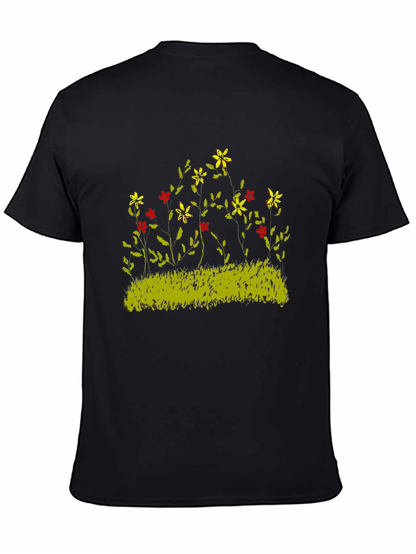 Black Floral Graphic Tee - Black Cotton Comfort view 4