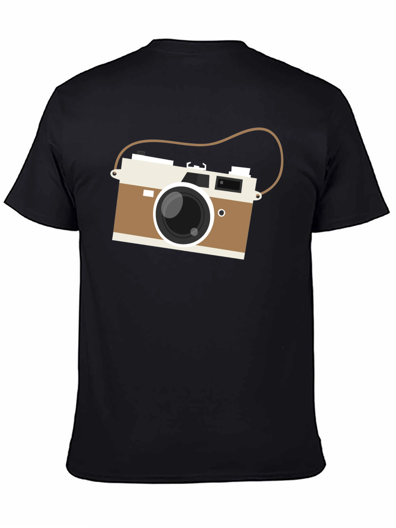 Black Vintage Camera Graphic Tee - Black Casual T-Shirt view 4