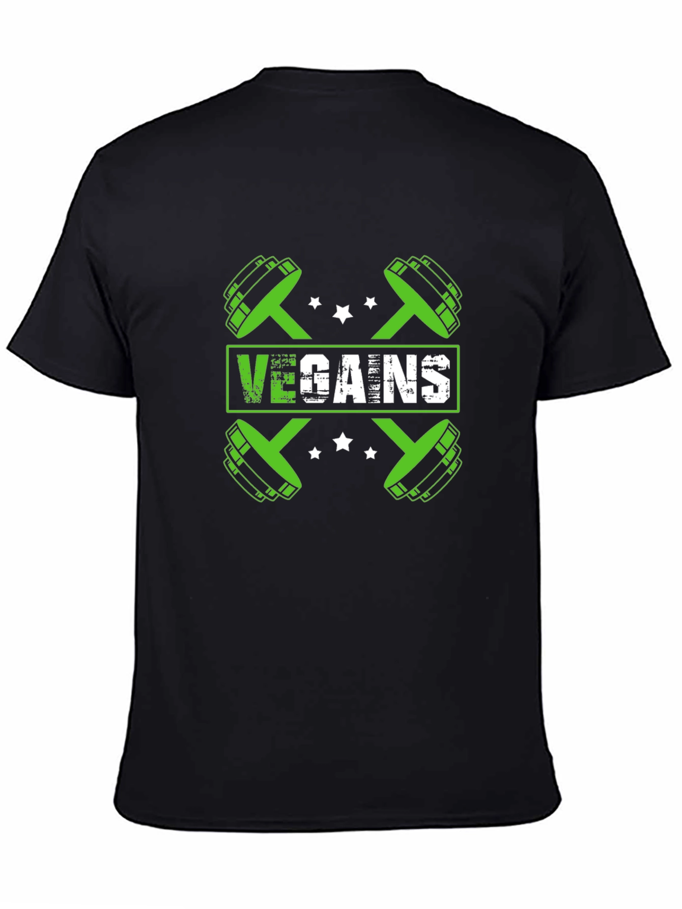 Black Vegan Gains T-Shirt - Fitness & Vegan Lifestyle Tee view 4
