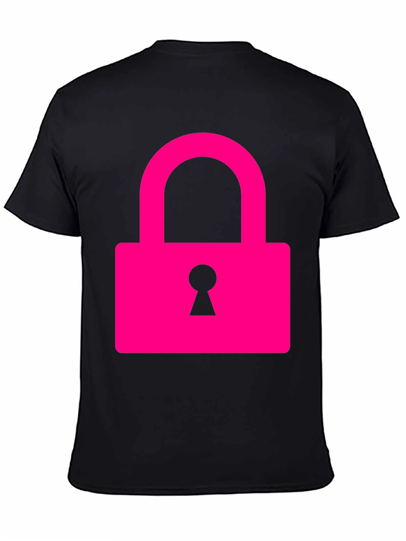 Black Cool Pink Lock Graphic T-Shirt view 4