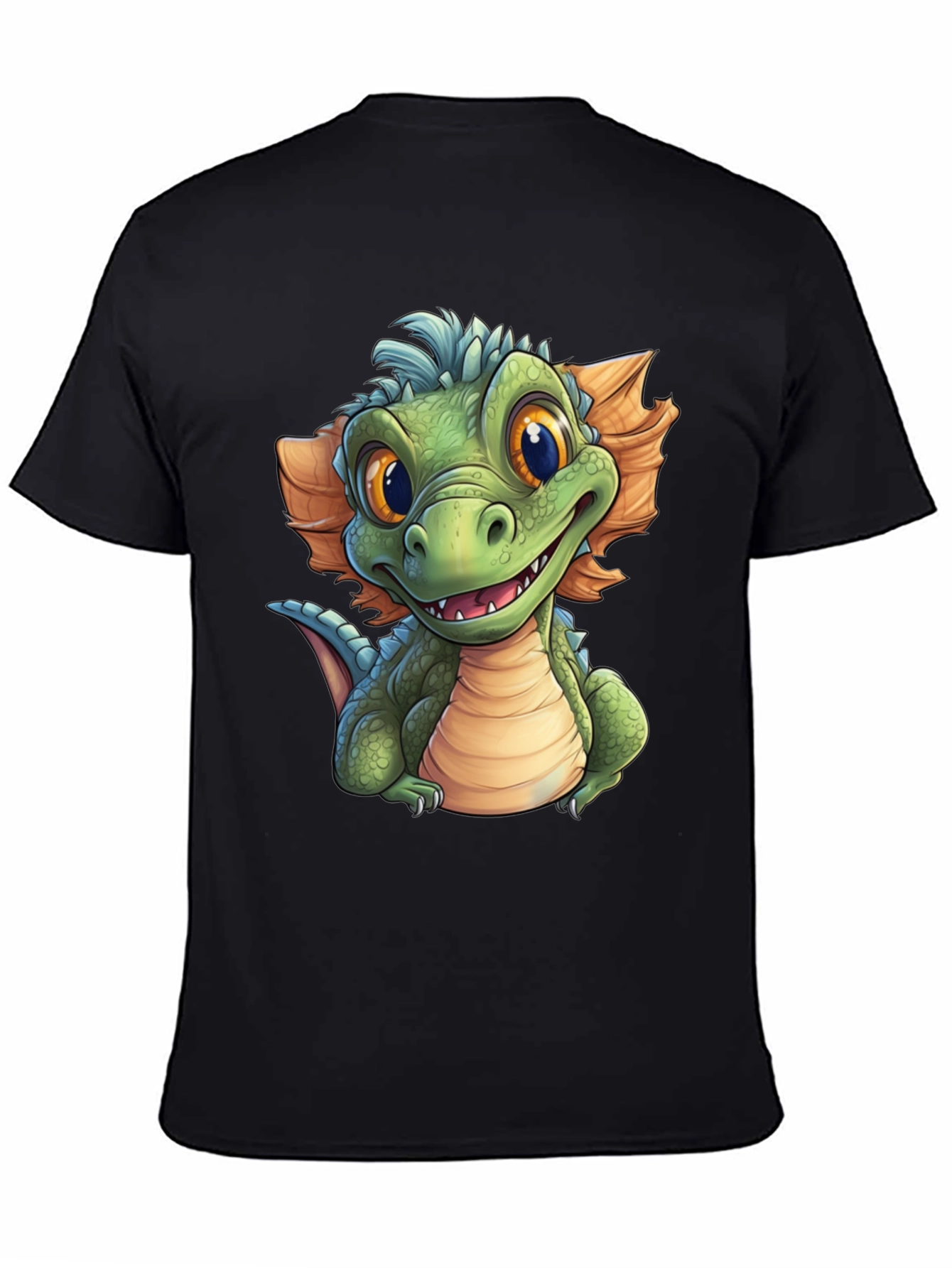 Black Cartoon Dragon Graphic T-Shirt - Fun & Unique Design view 4