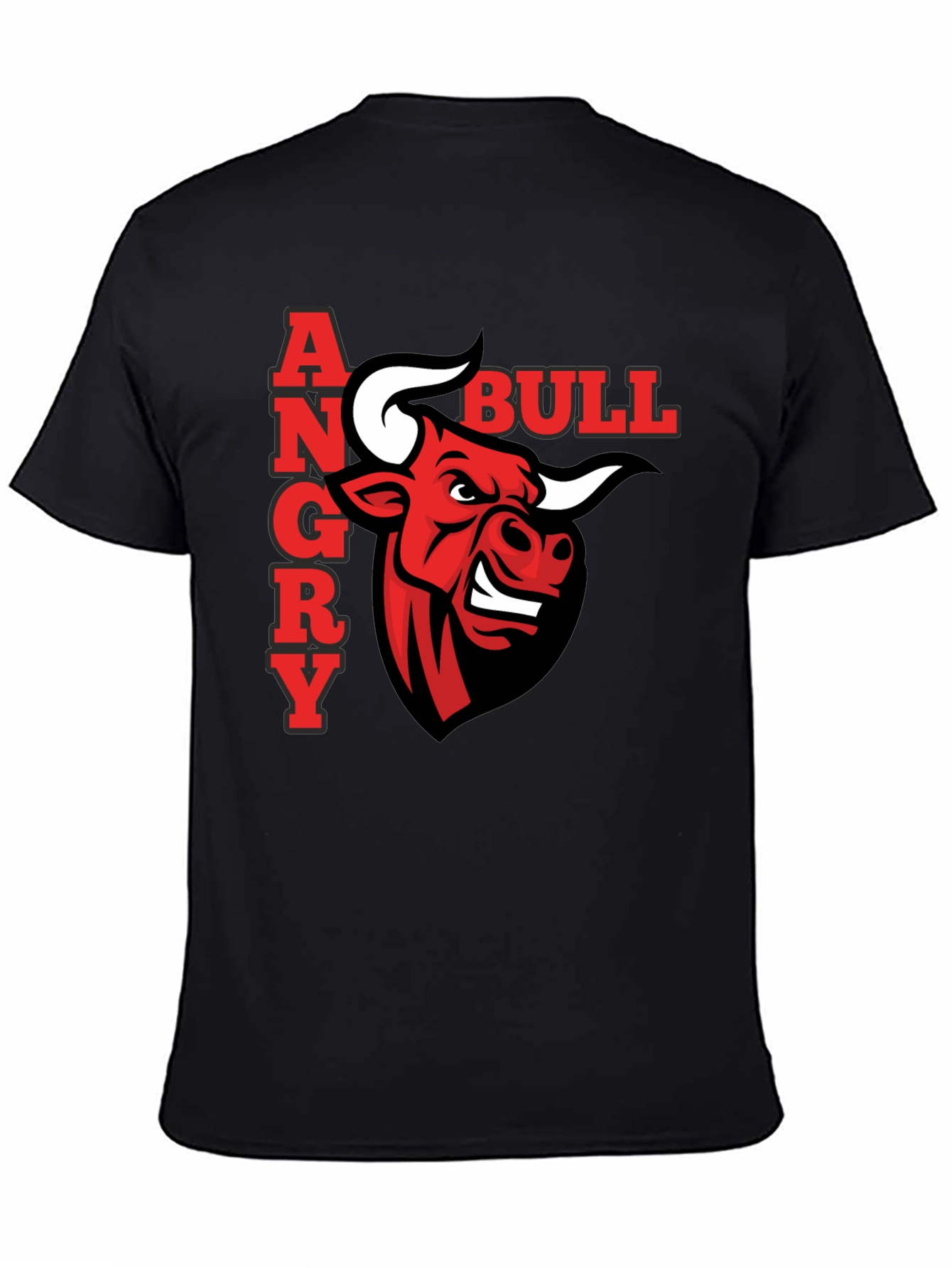 Black Angry Bull Graphic T-Shirt - Black Casual Tee view 4