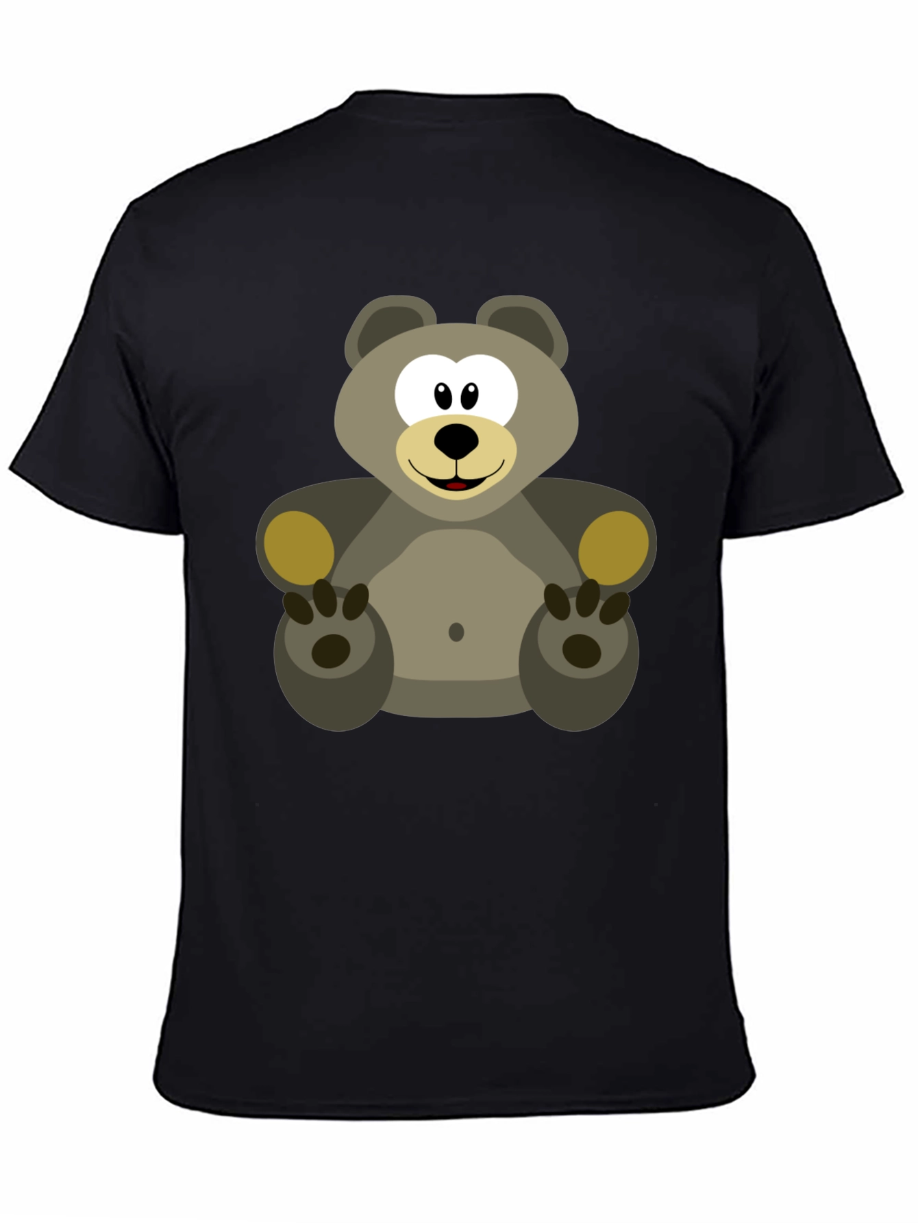 Black Cartoon Bear Graphic Tee - Black Cotton Blend view 4