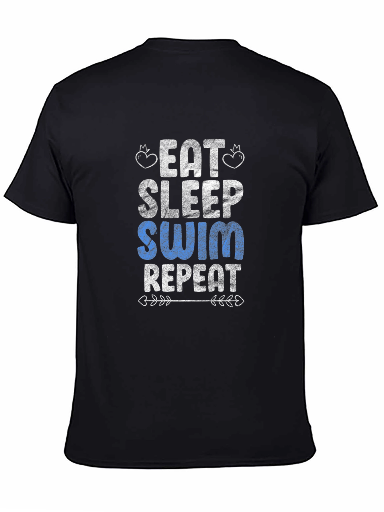 Black Eat Sleep Swim Repeat T-Shirt - Black Cotton Graphic Tee view 4