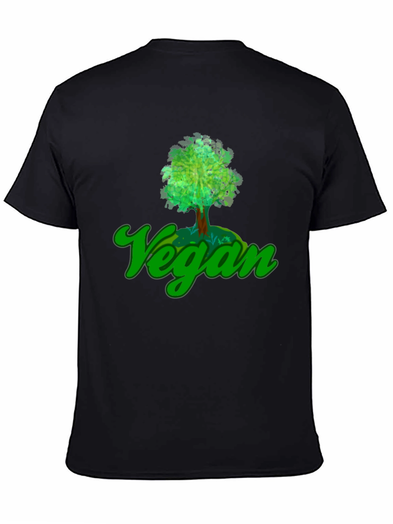 Black Vegan Tree T-Shirt - Eco-Friendly Design view 4