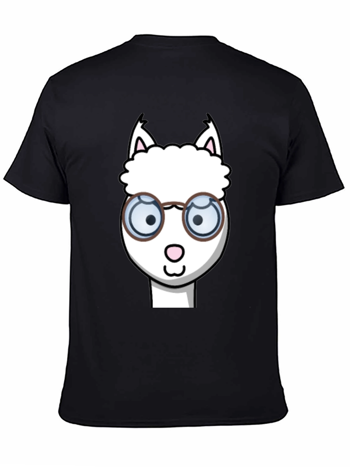 Black Alpaca T-Shirt - Funny Cartoon Design view 4