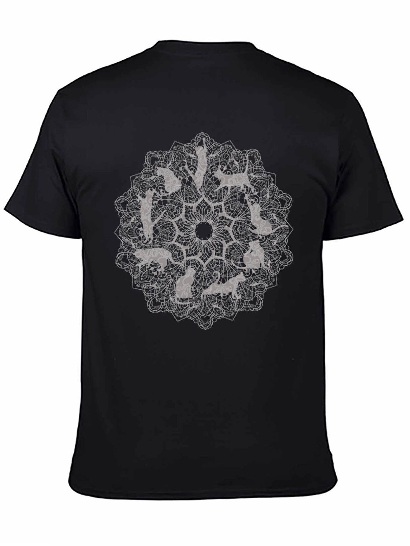 Black Cat Mandala Graphic Print T-Shirt view 4