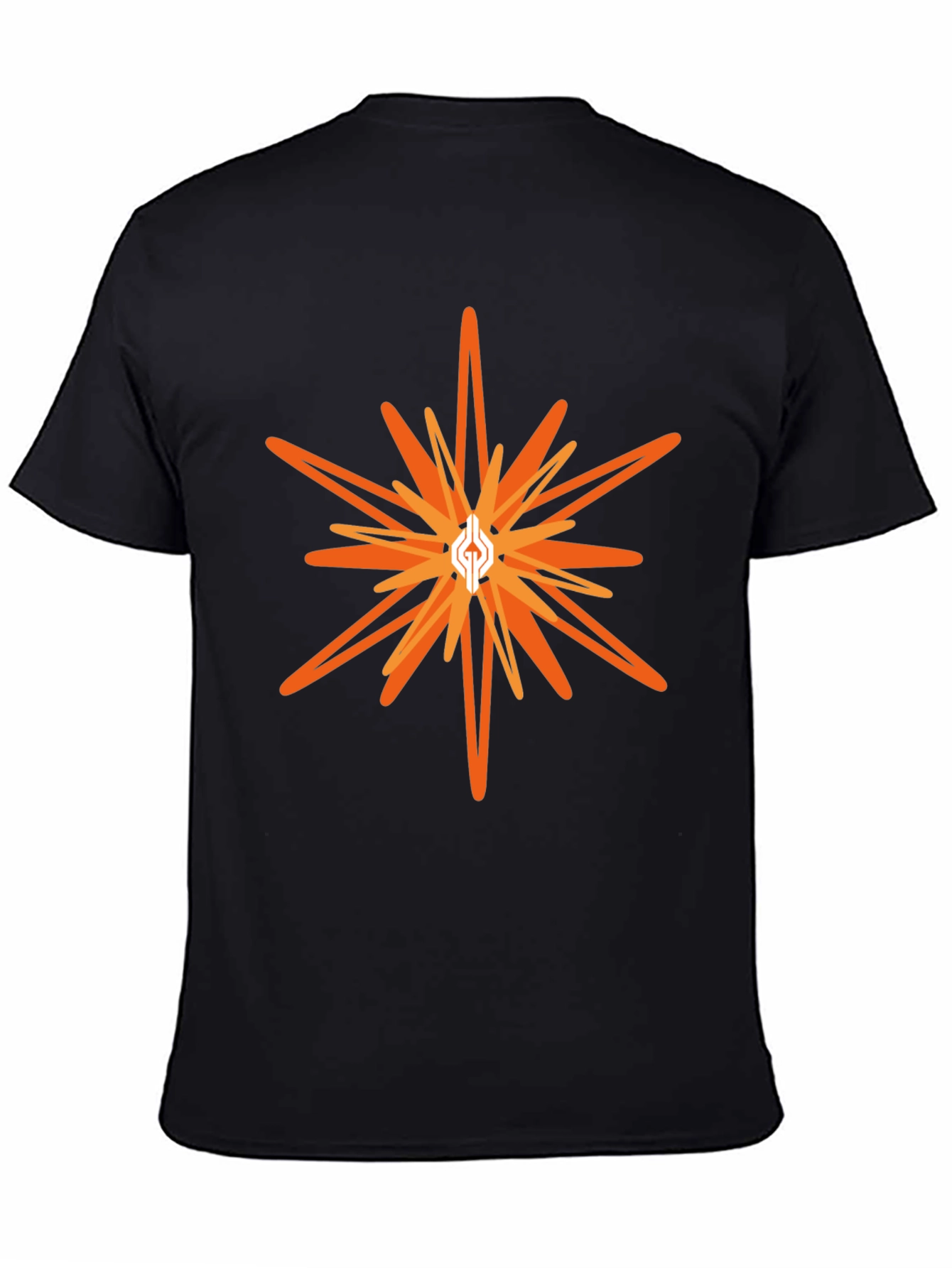 Black Men's Black T-shirt with Abstract Starburst Graphic view 4