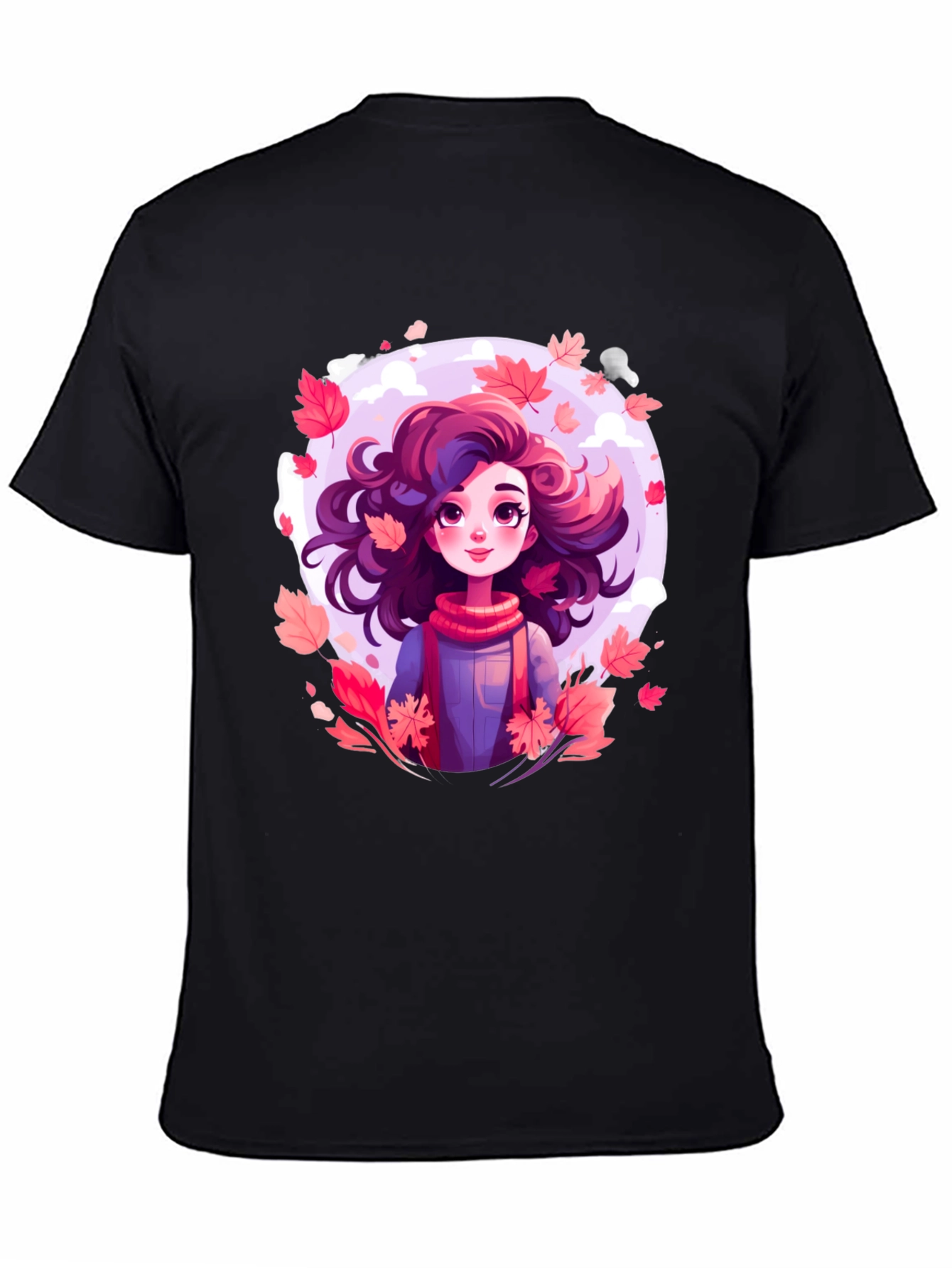 Black Autumn Girl T-Shirt - Unique Graphic Tee for Fall view 4