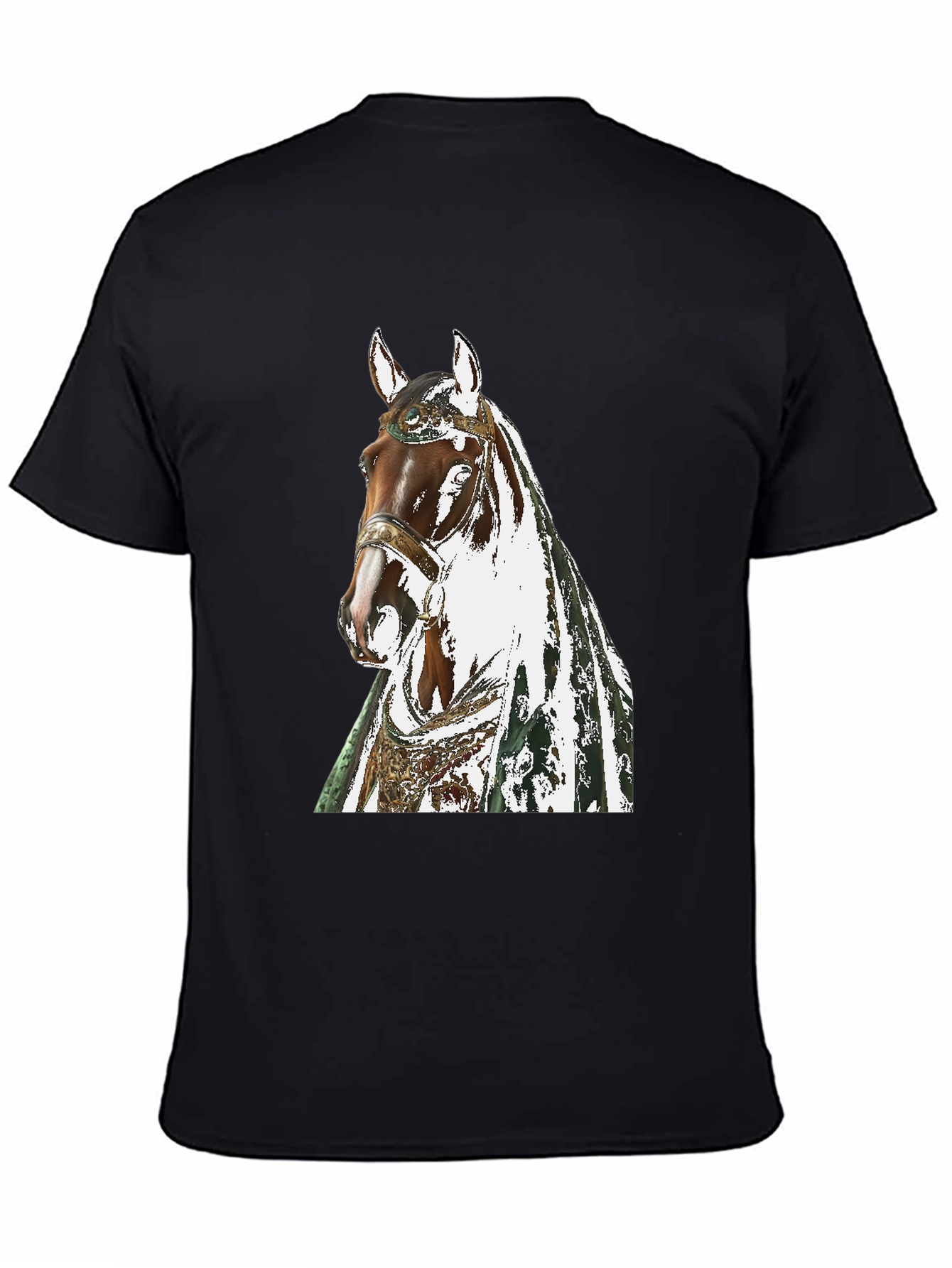 Black Horse Graphic Tee - Black Cotton T-Shirt view 4