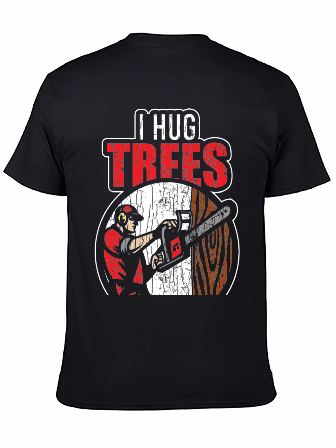 Black I Hug Trees Graphic T-Shirt - Arborist, Lumberjack view 4
