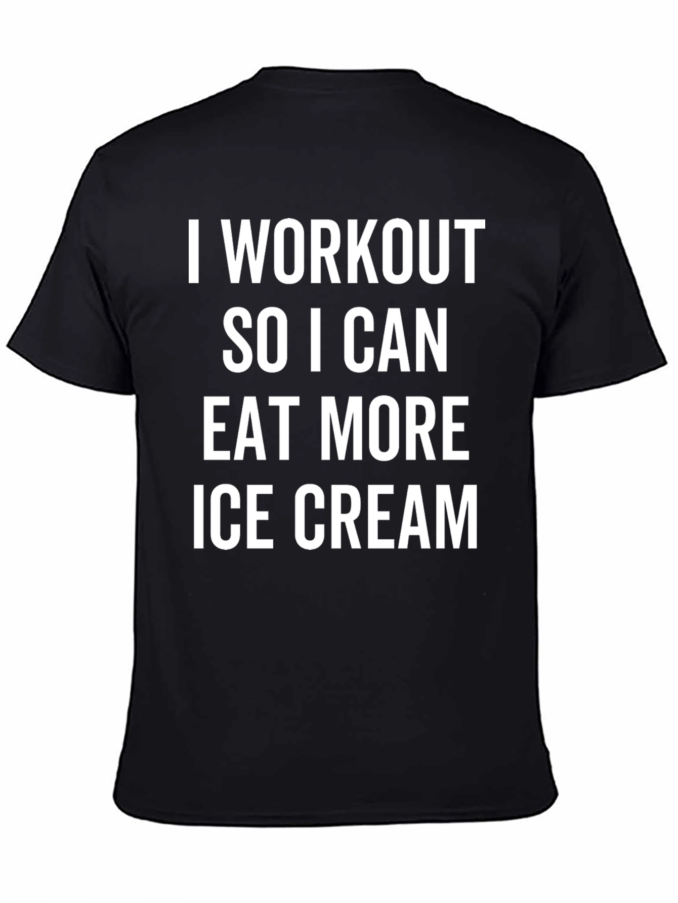 Black Workout for Ice Cream T-Shirt - Black, Funny Gym Tee view 4