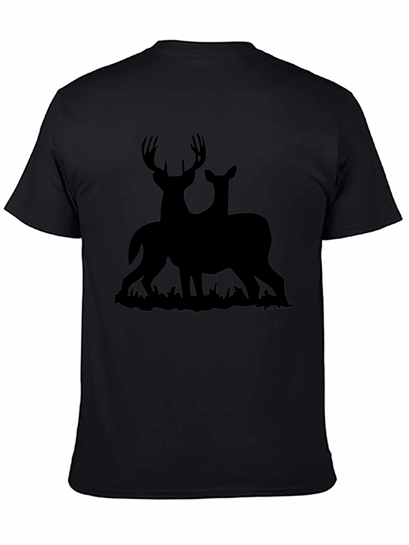 Black Deer Silhouette Graphic Tee - Black Cotton Blend view 4