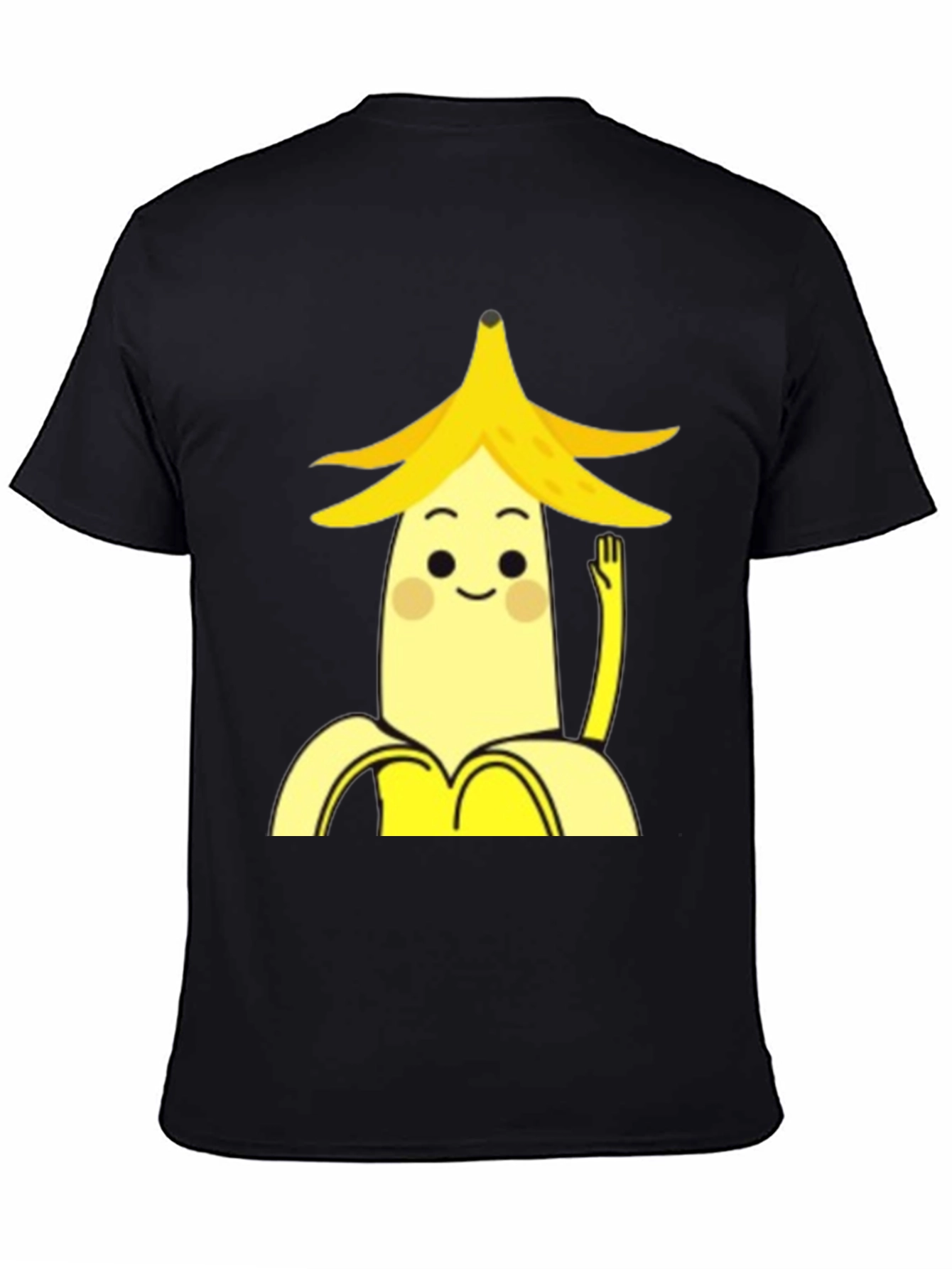 Black Banana Character Graphic Tee - Black Cotton Casual Shirt view 4