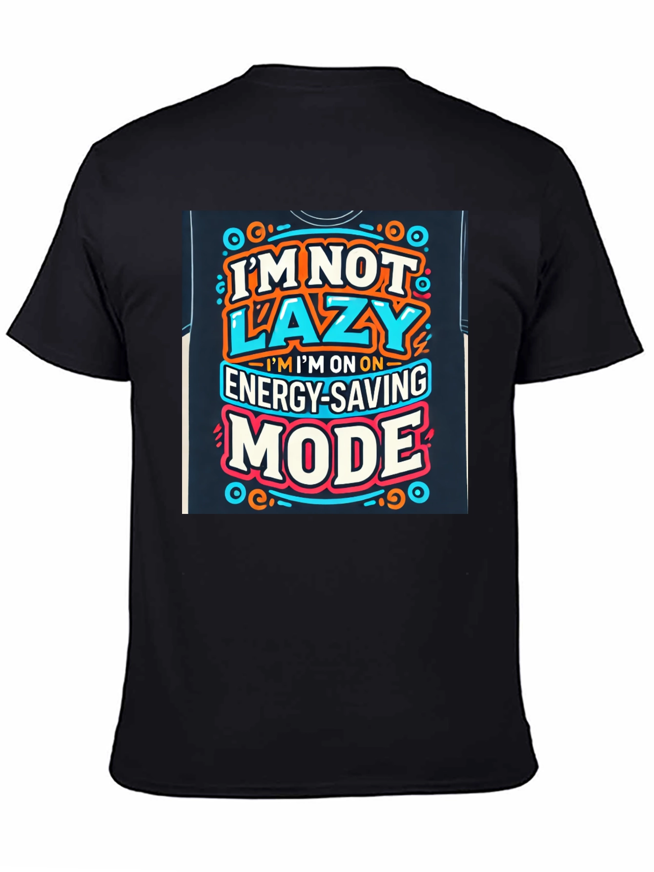 Black Energy Saving Mode Graphic Tee - Lazy Humor T-Shirt view 4