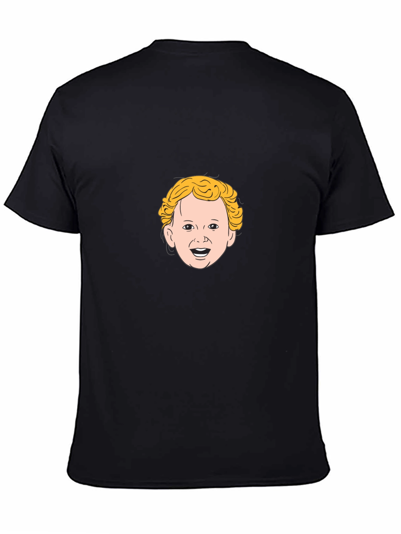 Black Funny Cartoon Face Black T-Shirt view 4