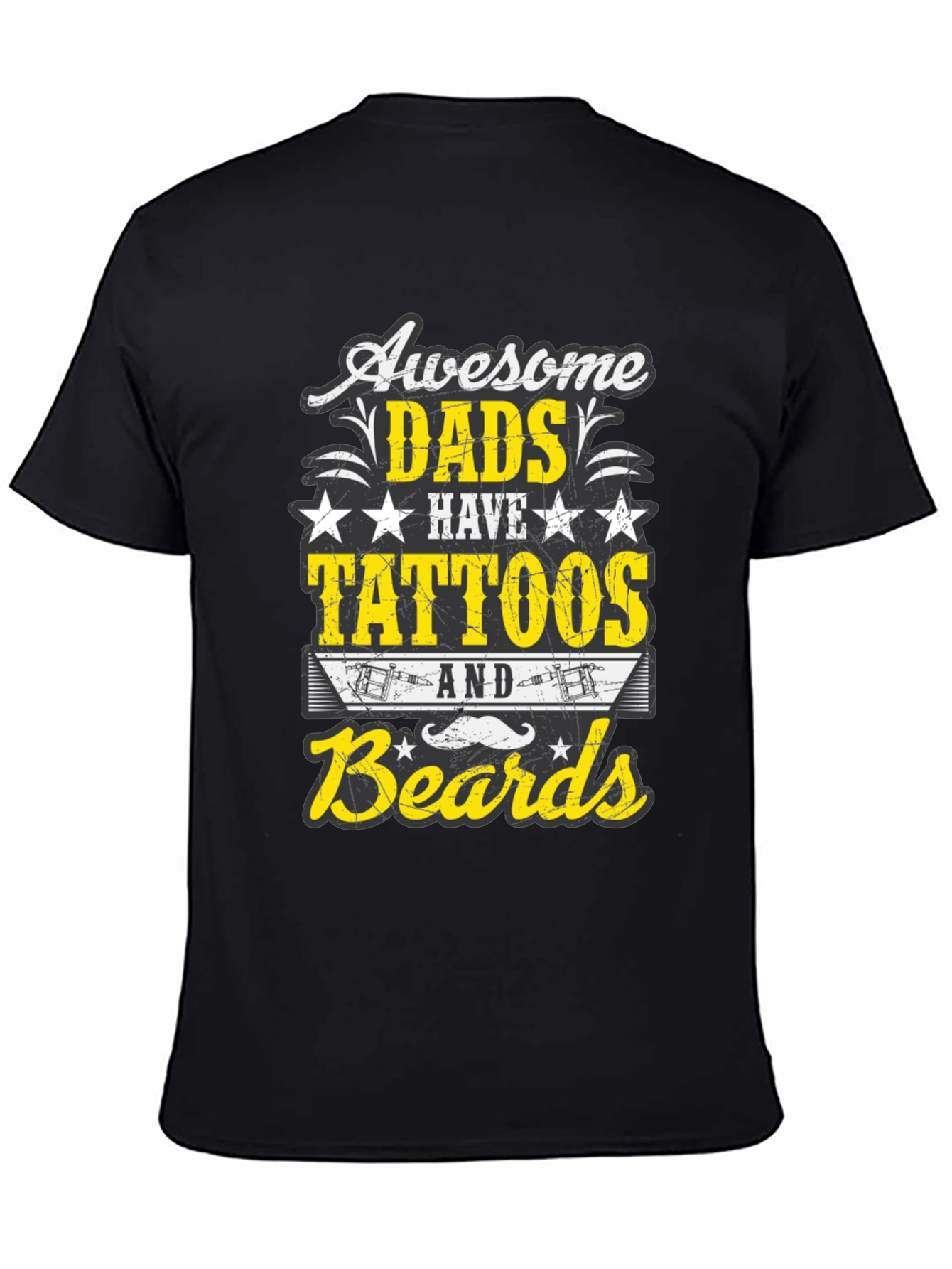 Black Awesome Dads Tattoos & Beards T-Shirt view 4