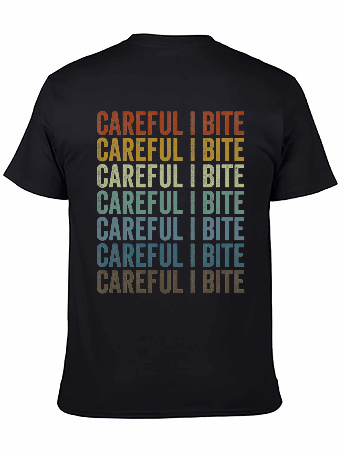 Black Careful I Bite Graphic T-Shirt - Retro Style view 4