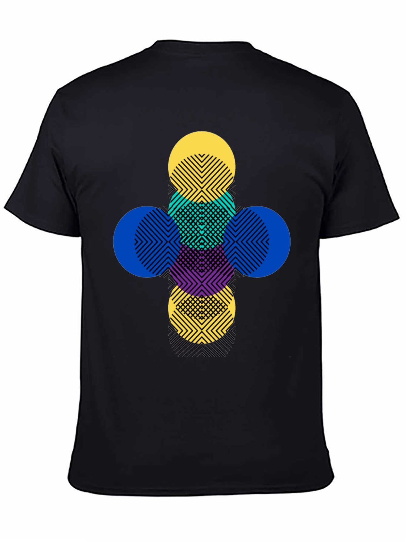 Black Geometric Circles Graphic Tee - Modern Pattern T-Shirt view 4