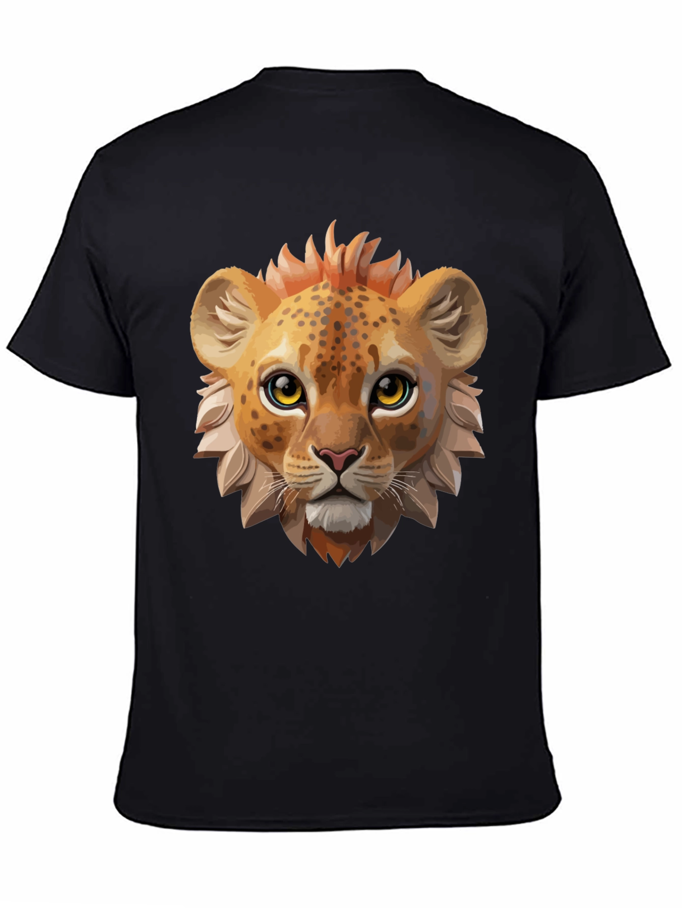 Black Lion Cub Graphic Tee - Black Cotton Shirt view 4