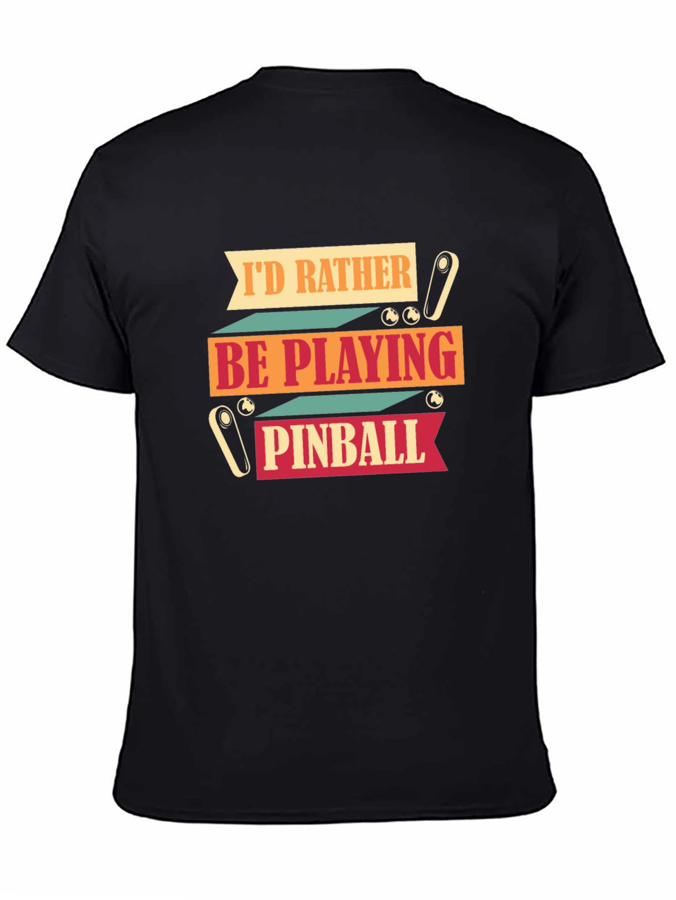 Black I'd Rather Be Playing Pinball Graphic T-Shirt view 4