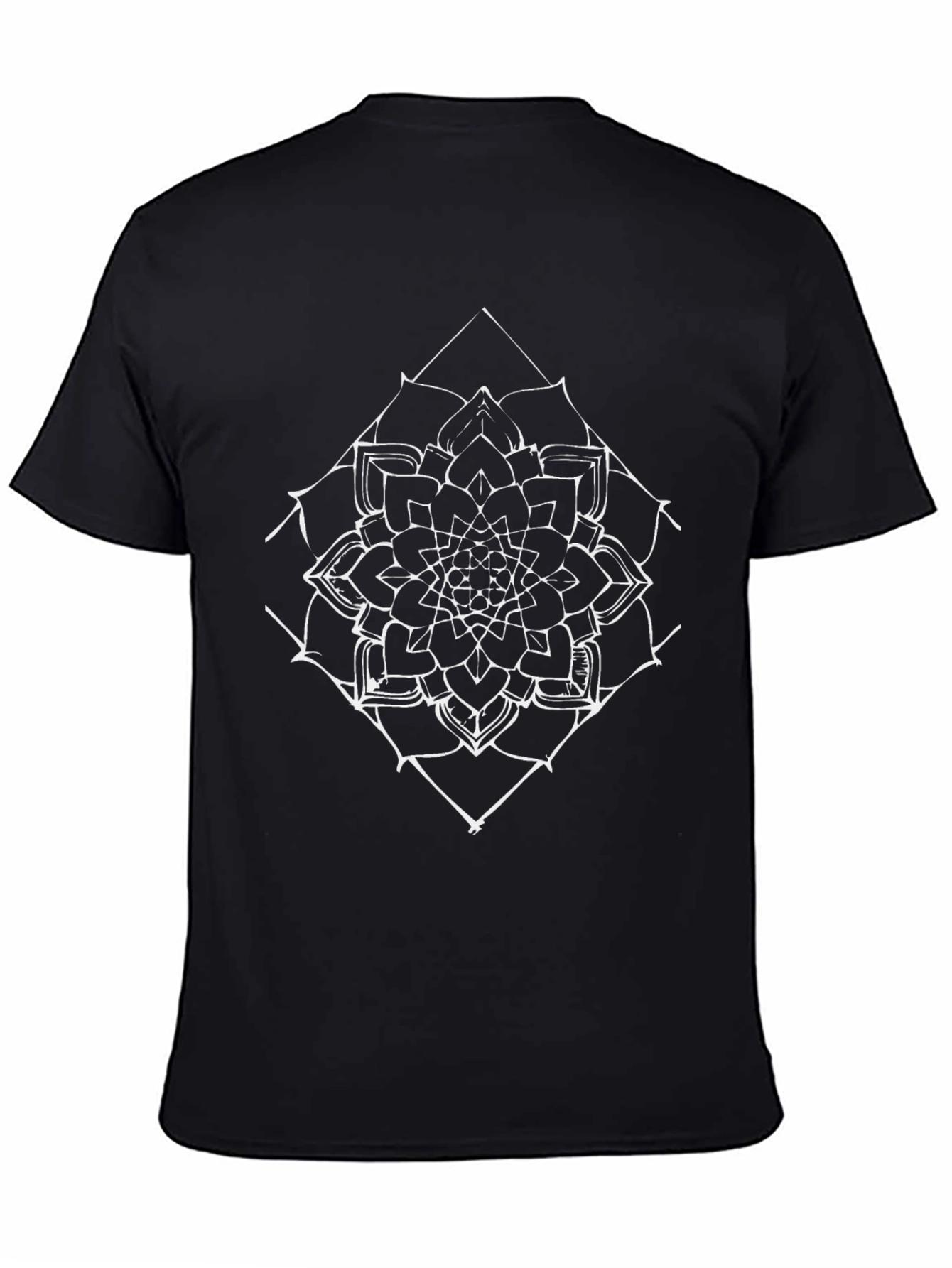 Black Geometric Mandala Graphic Tee - Black view 4