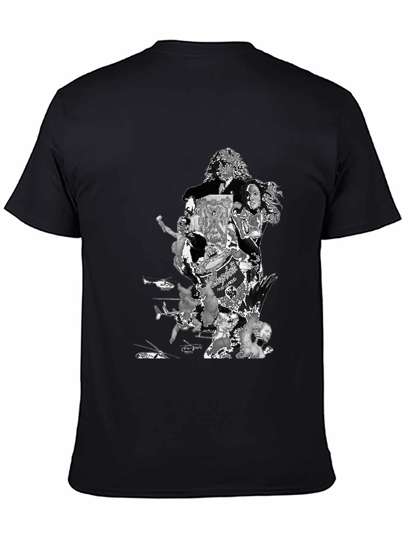 Black Retro Collage Graphic T-Shirt - Black view 4