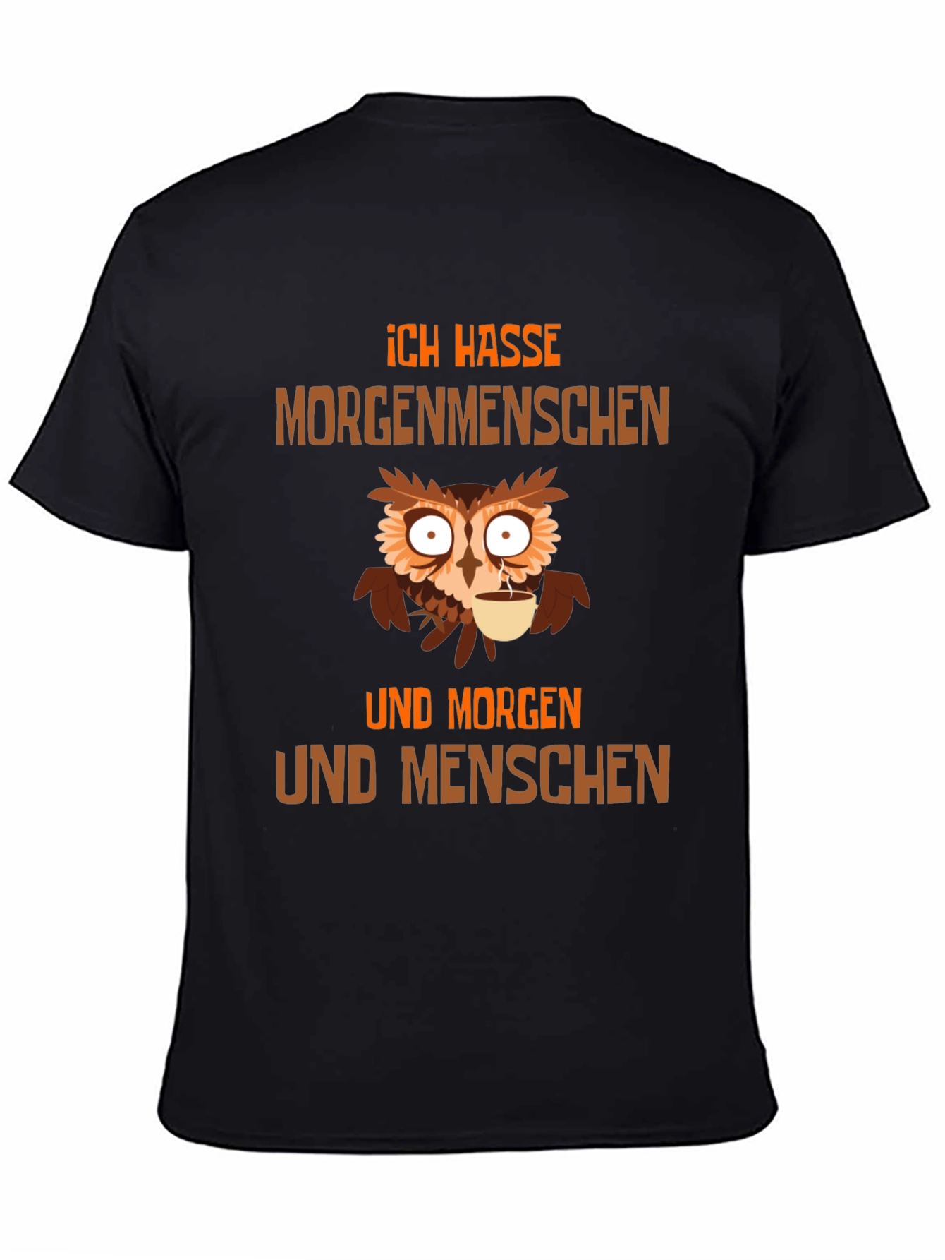 Black Ich Hasse Morgenmenschen Owl T-Shirt view 4