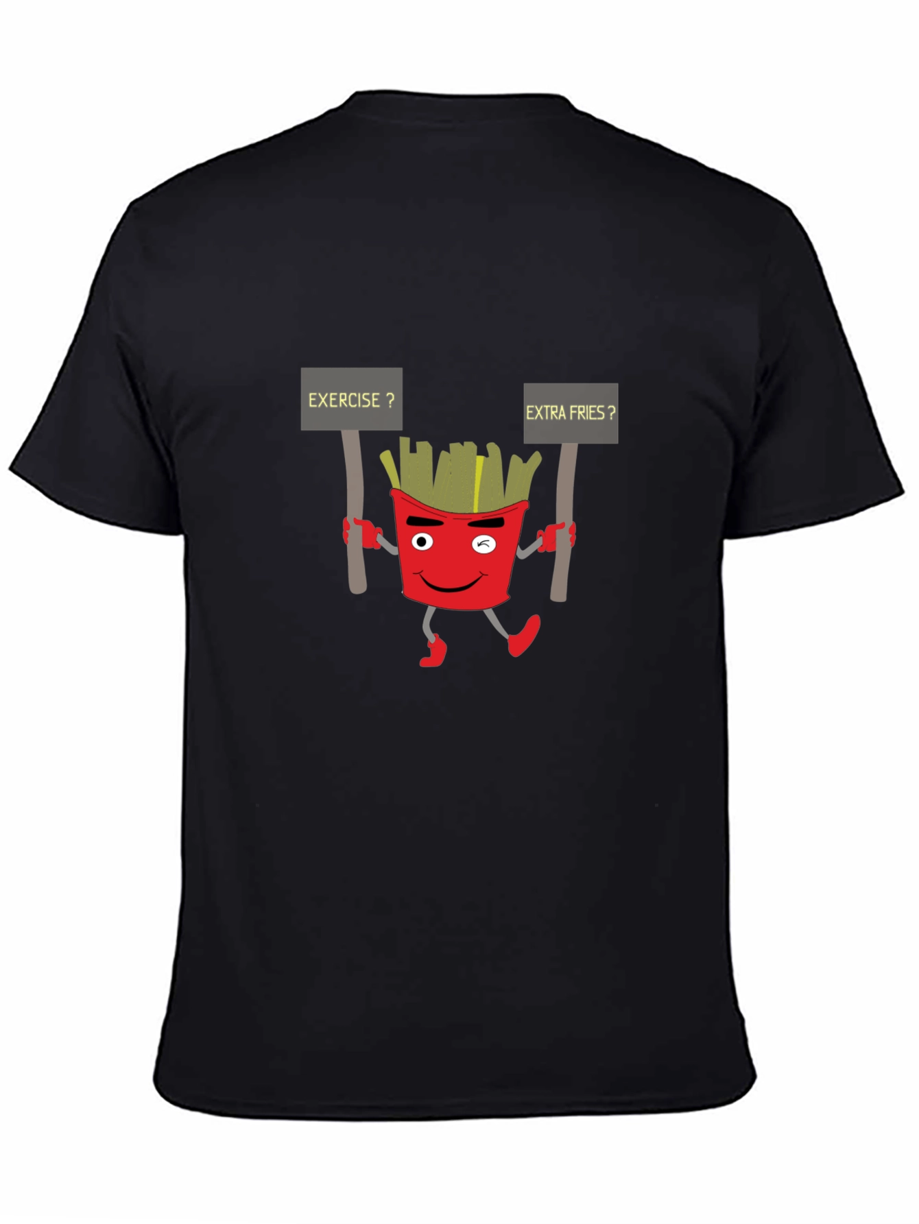 Black Funny French Fries T-Shirt view 4