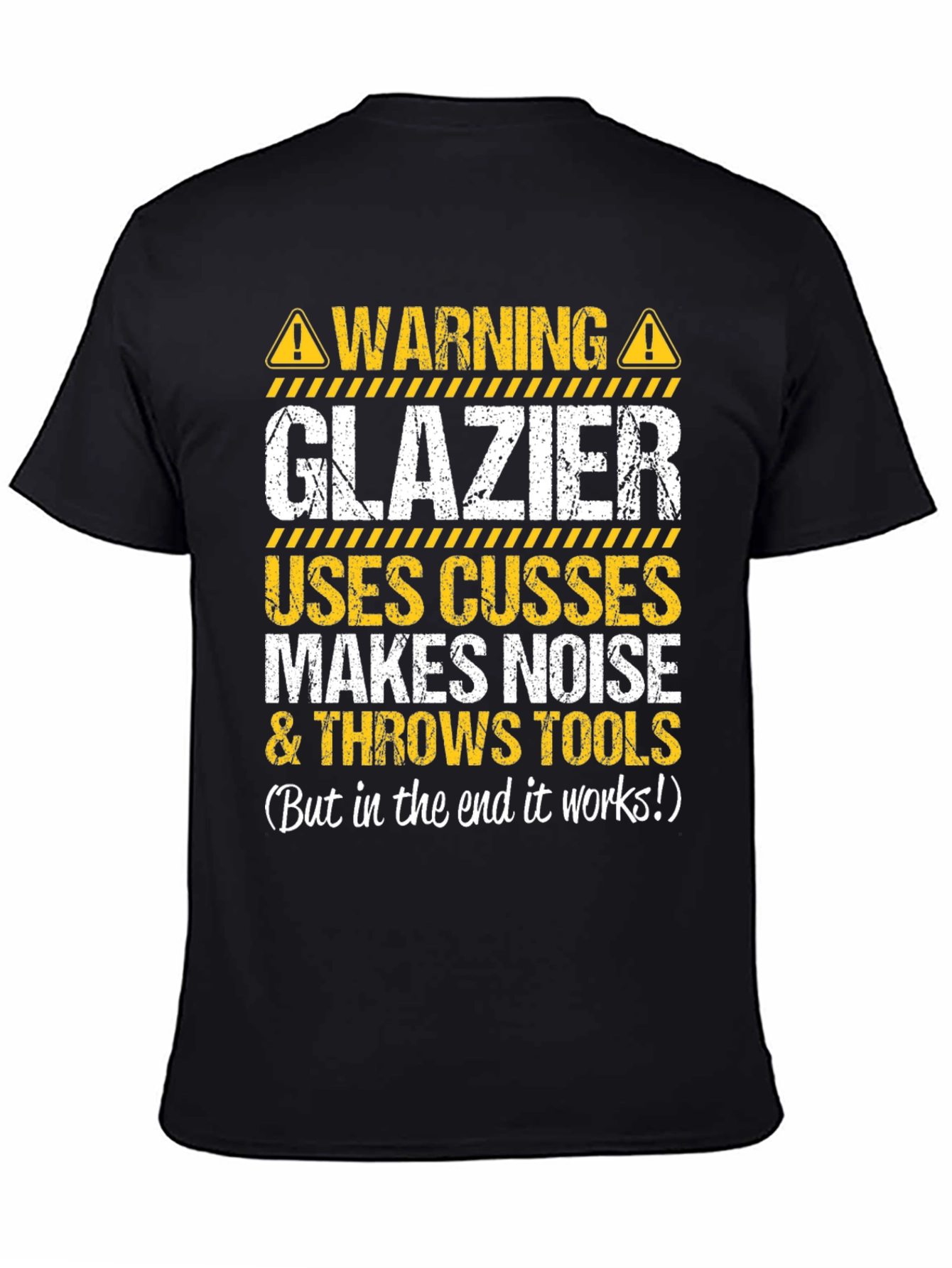 Black Warning Glazier T-Shirt: Funny & Bold view 4