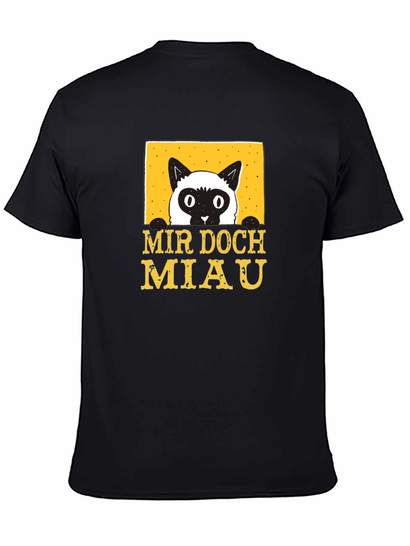 Black Mir Doch Miau Cat T-Shirt - Black Cotton Blend Tee view 4