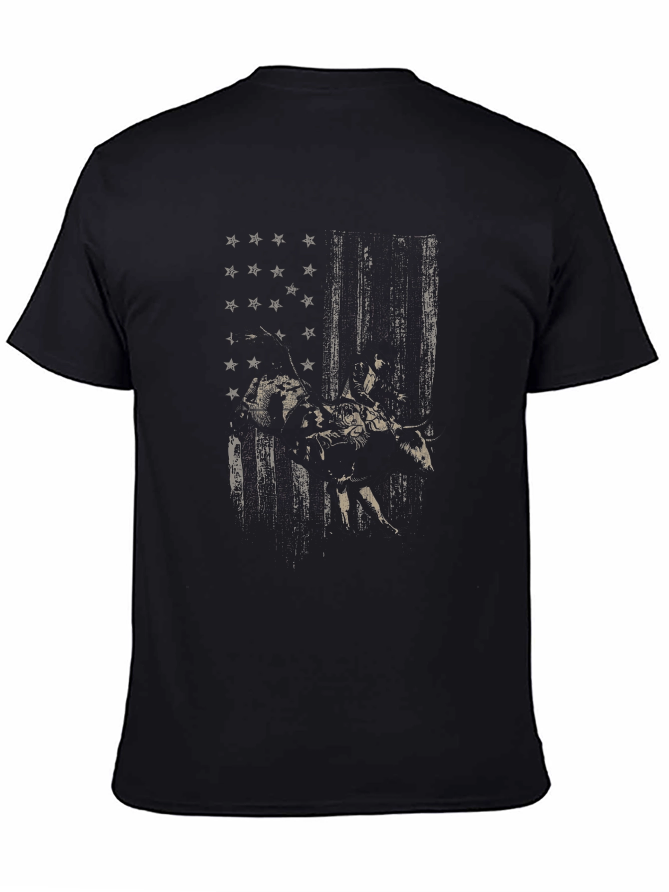 Black American Flag Bull Rider Graphic Tee view 4