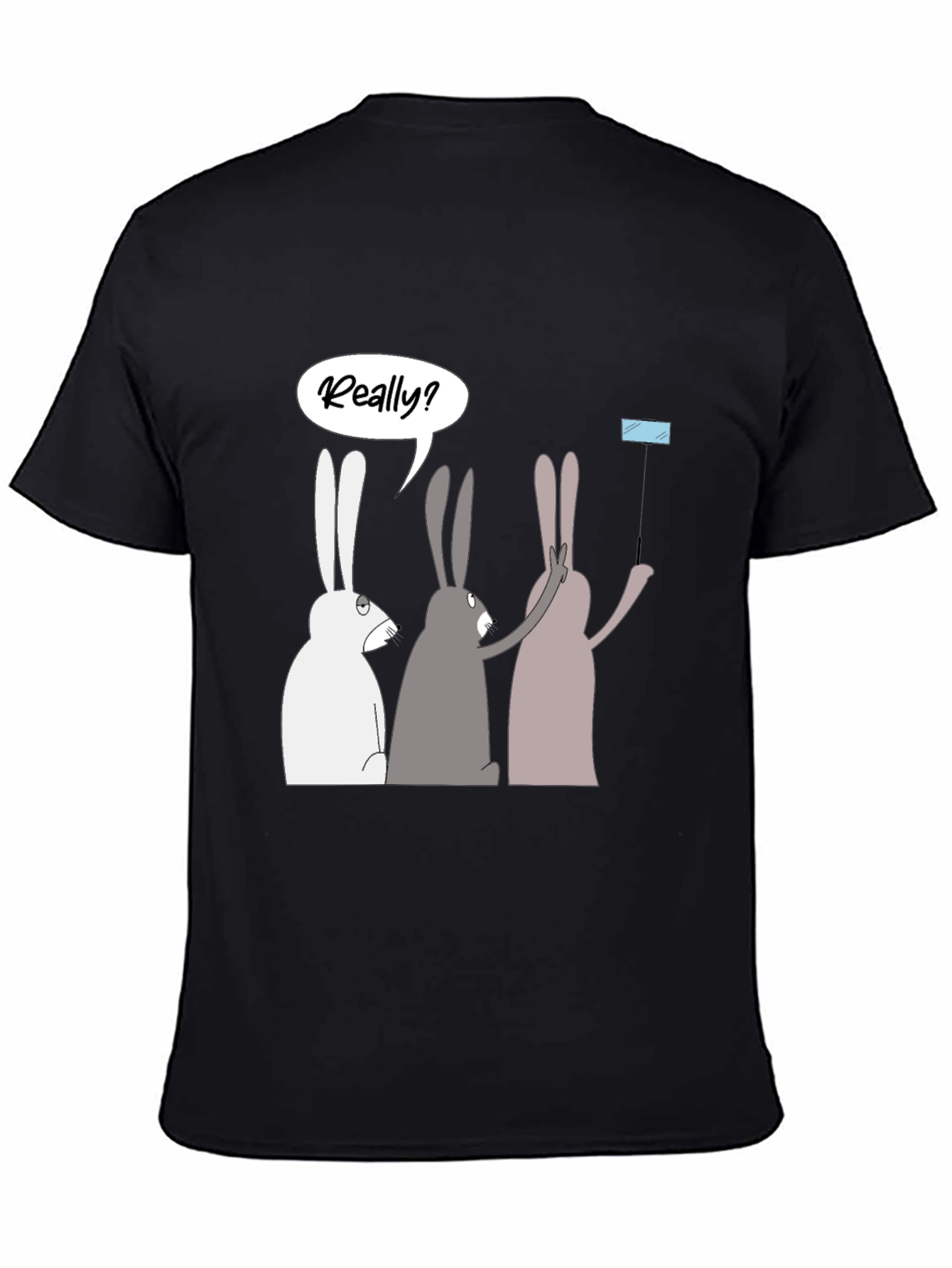 Black Rabbit Trio Men's Black Graphic T-Shirt view 4