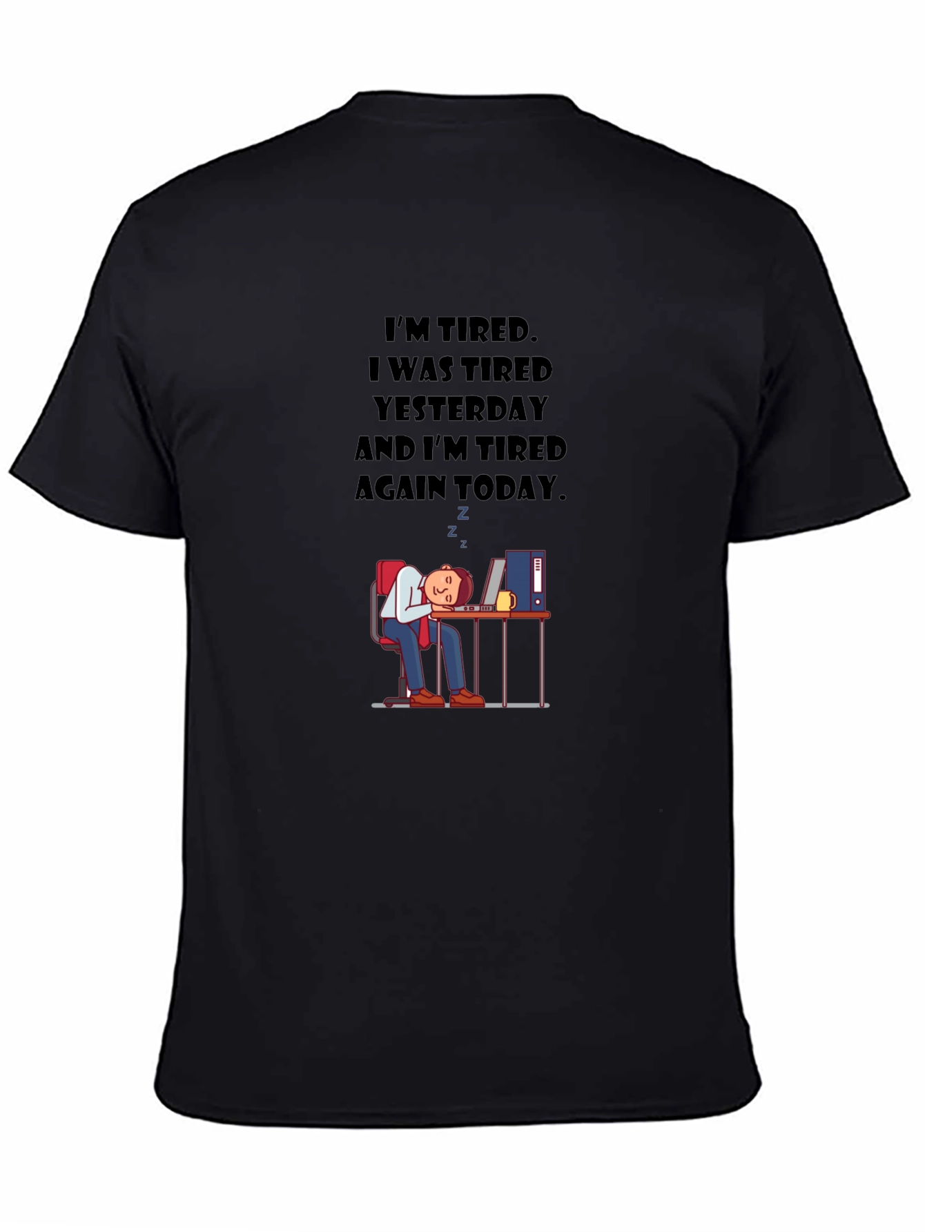 Black I'm Tired Graphic Tee - Men's Black T-Shirt view 4