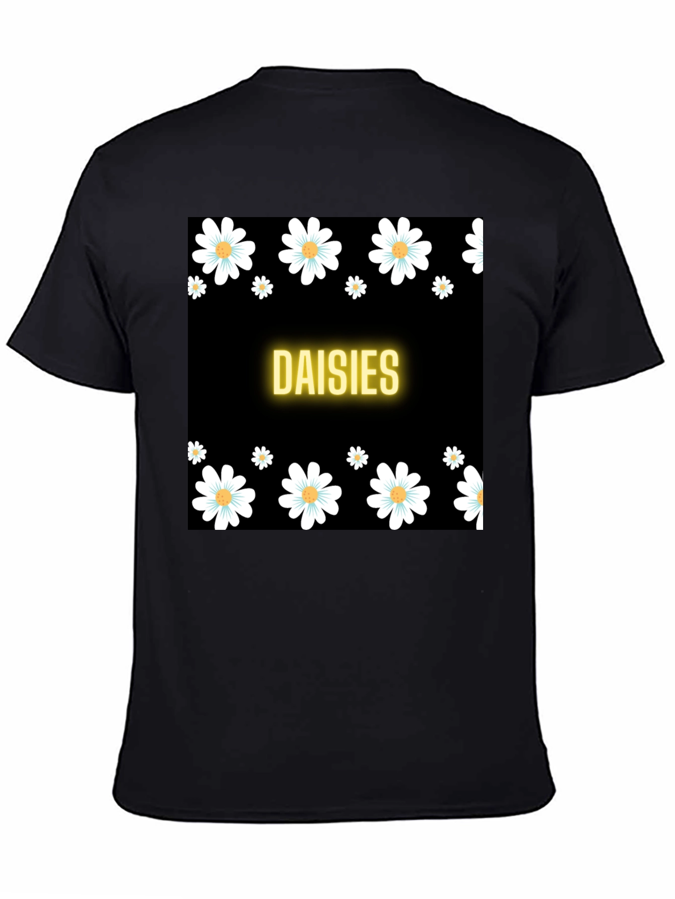 Black Daisies Black T-Shirt view 4