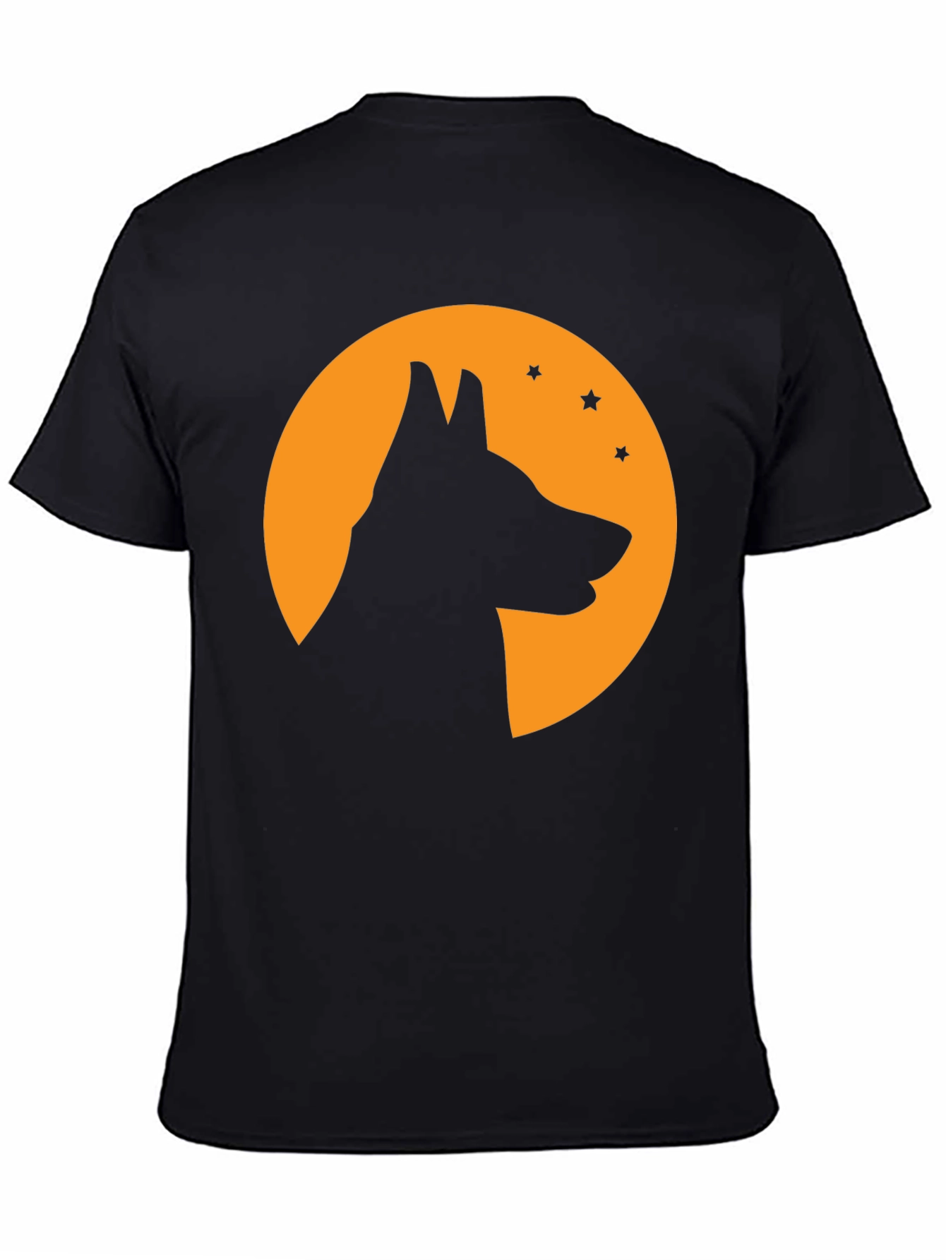 Black Dog Silhouette Moon T-Shirt - Halloween Tee view 4