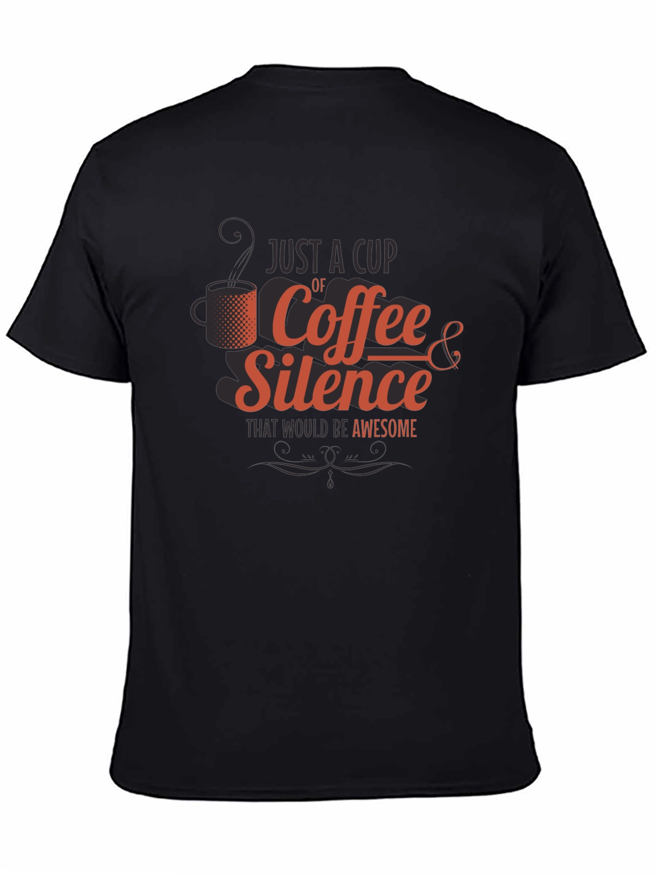 Black Coffee & Silence T-Shirt - Awesome Slogan Tee view 4