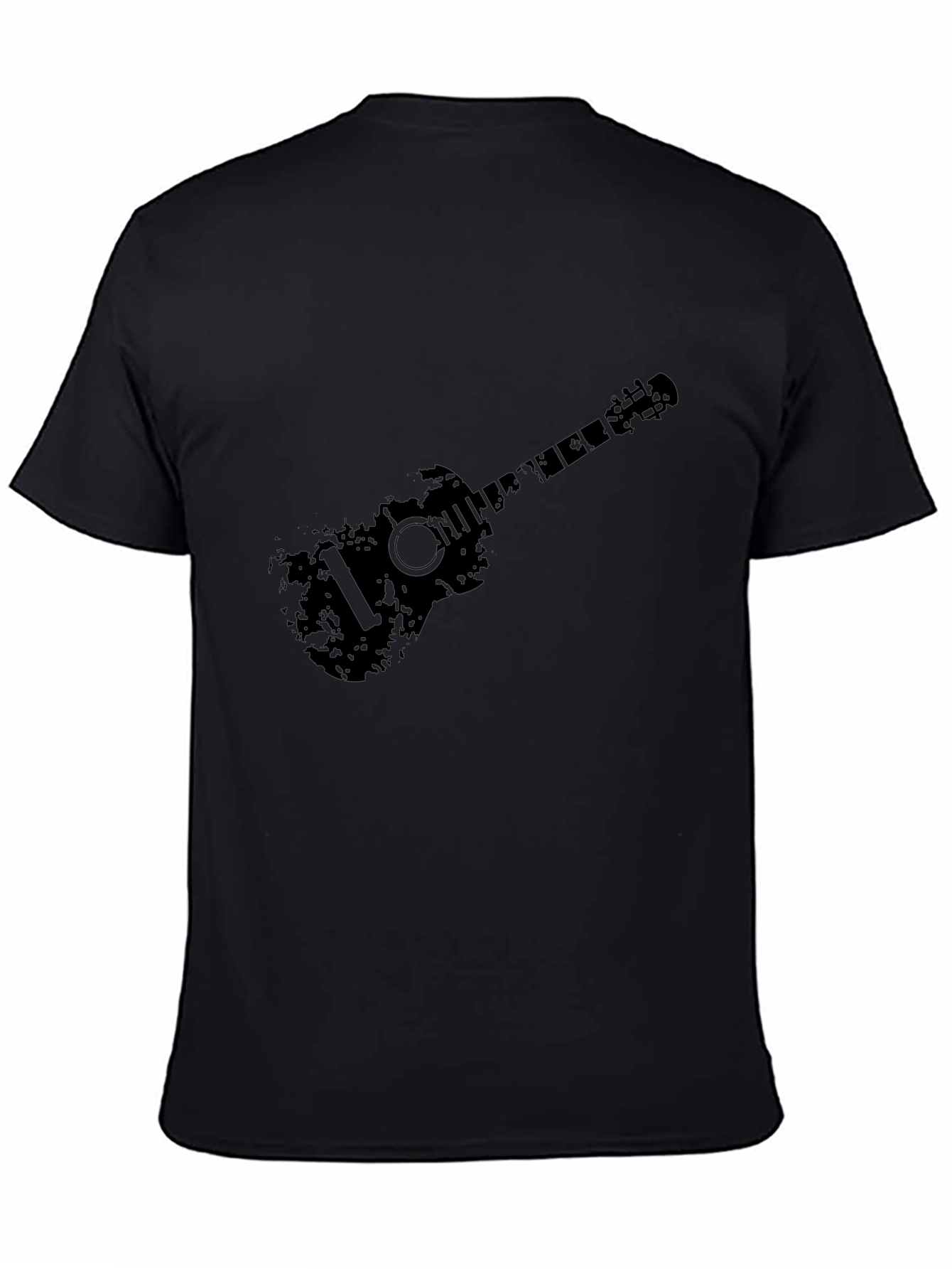 Black Distressed Guitar Graphic Black T-Shirt view 4