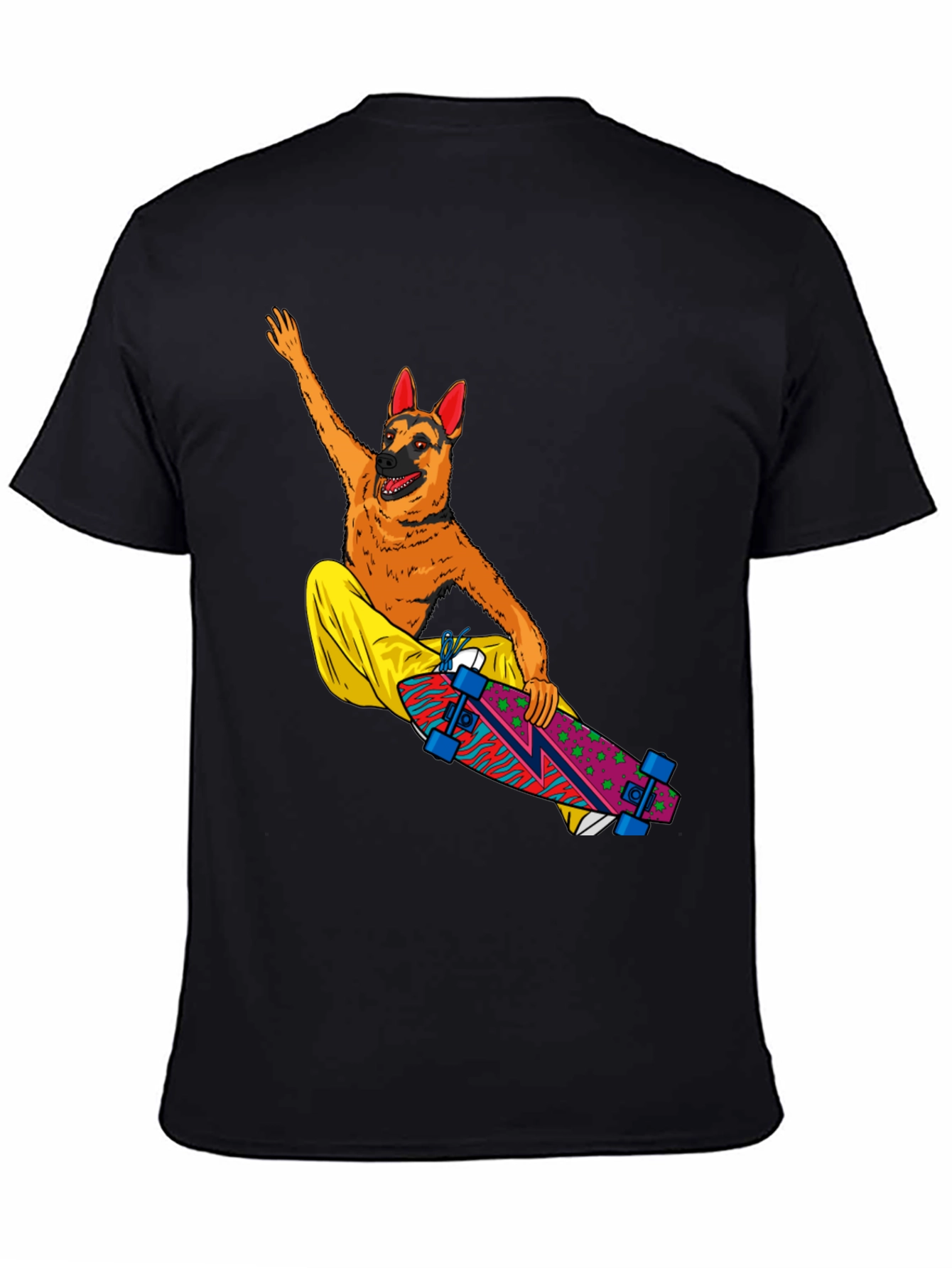 Black Dog Riding Skateboard Graphic T-Shirt view 4