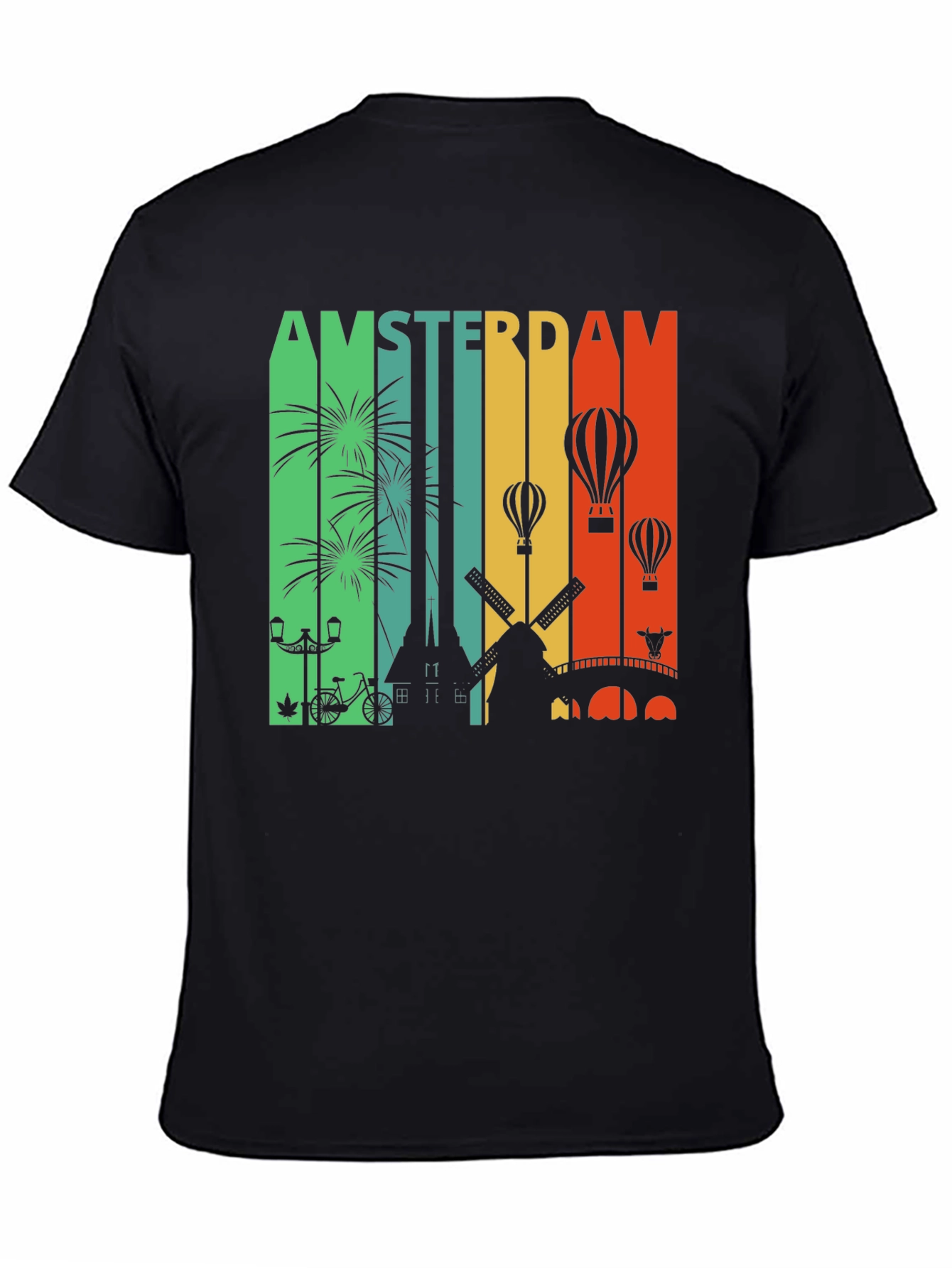 Black Amsterdam Cityscape Graphic Tee view 4