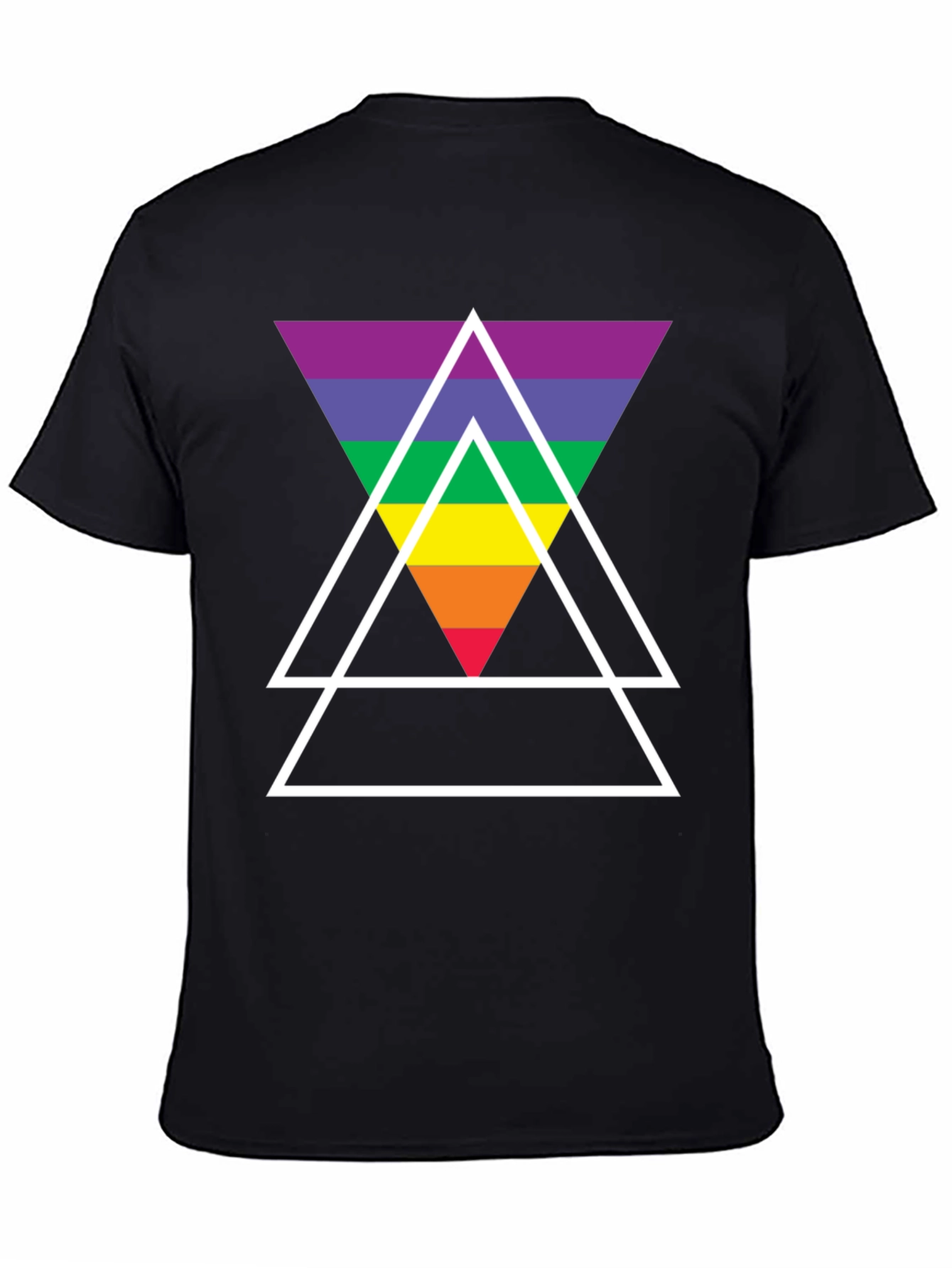 Black Rainbow Triangle Graphic Tee - Stylish Casual Wear view 4