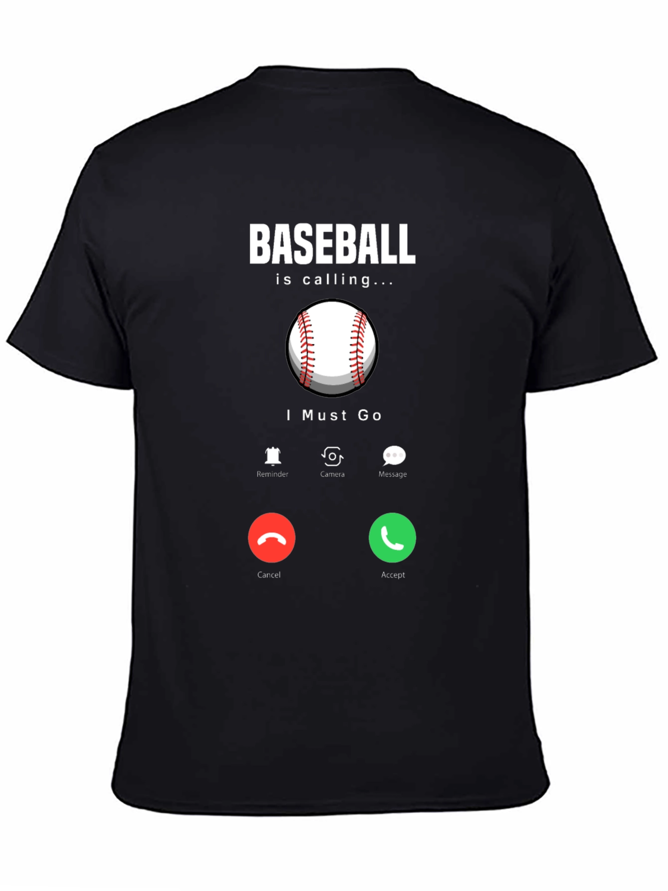 Black Baseball Calling T-Shirt Funny Baseball Lover Tee view 4