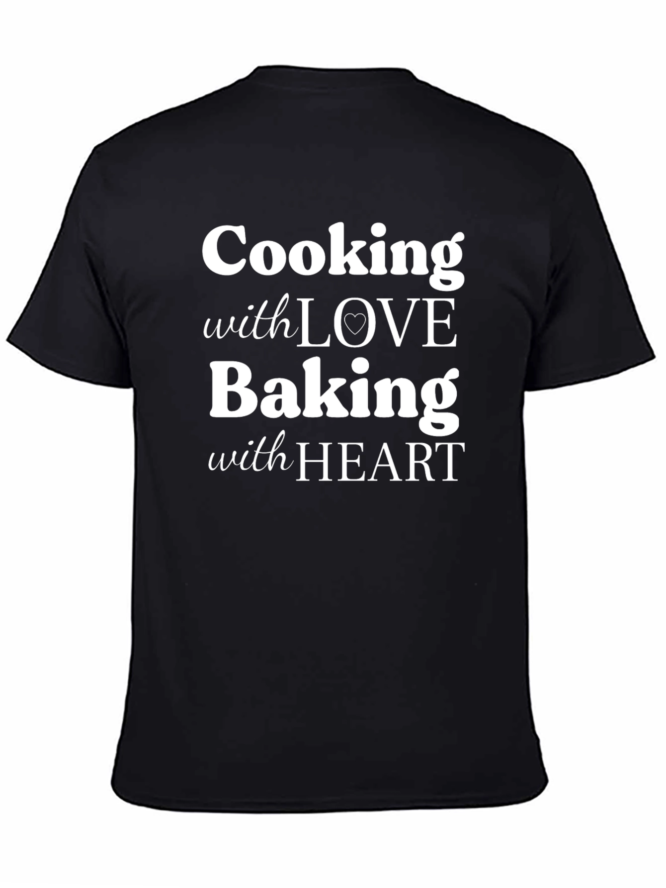 Black Cooking With Love Baking With Heart Graphic T-Shirt view 4