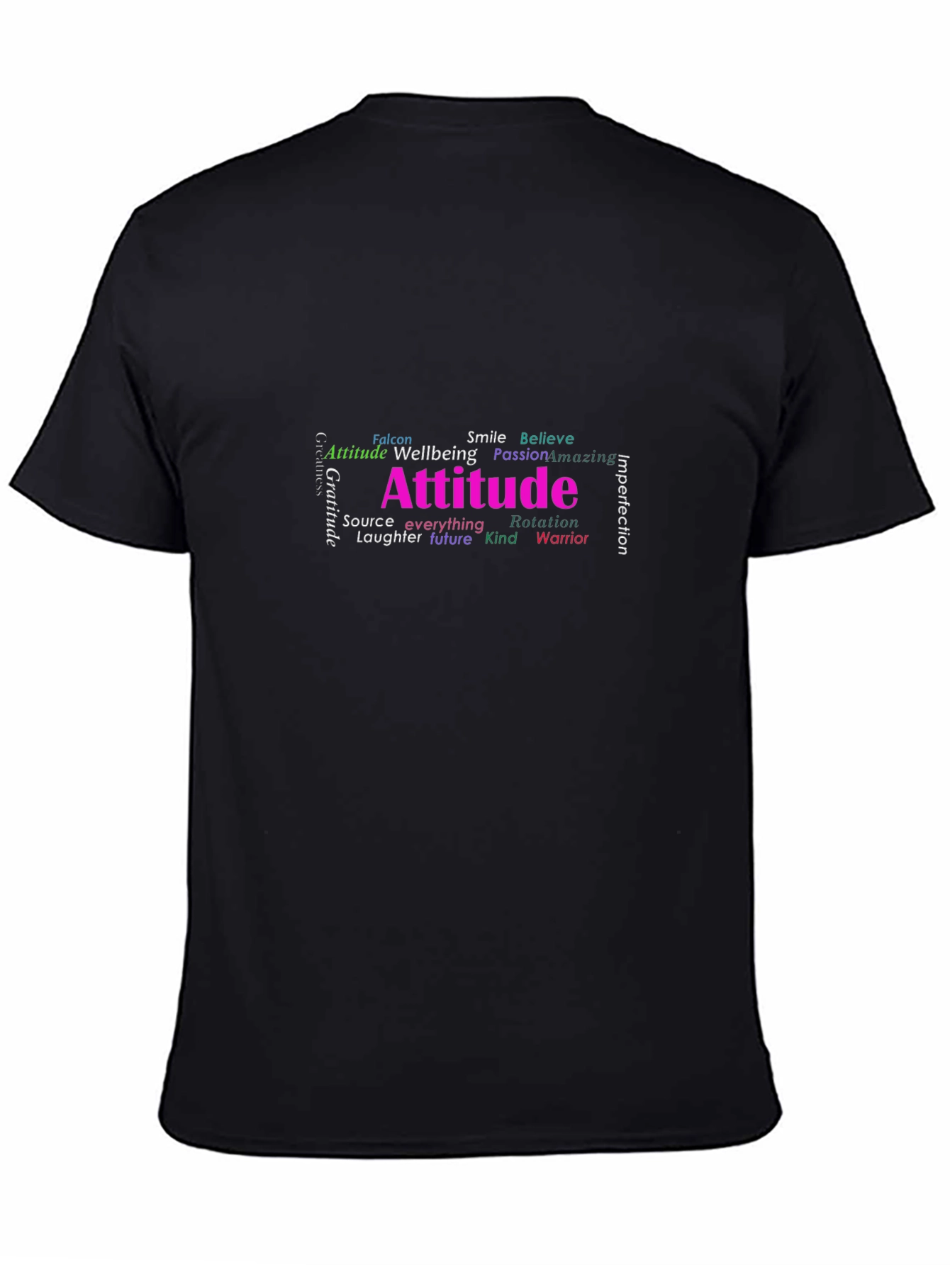 Black Attitude Word Art Black T-Shirt view 4
