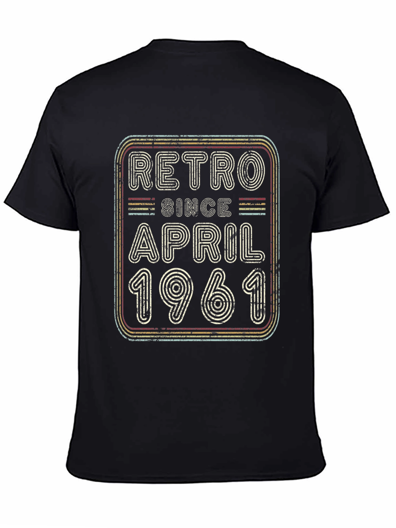 Black Retro Since April 1961 Birthday T-Shirt view 4
