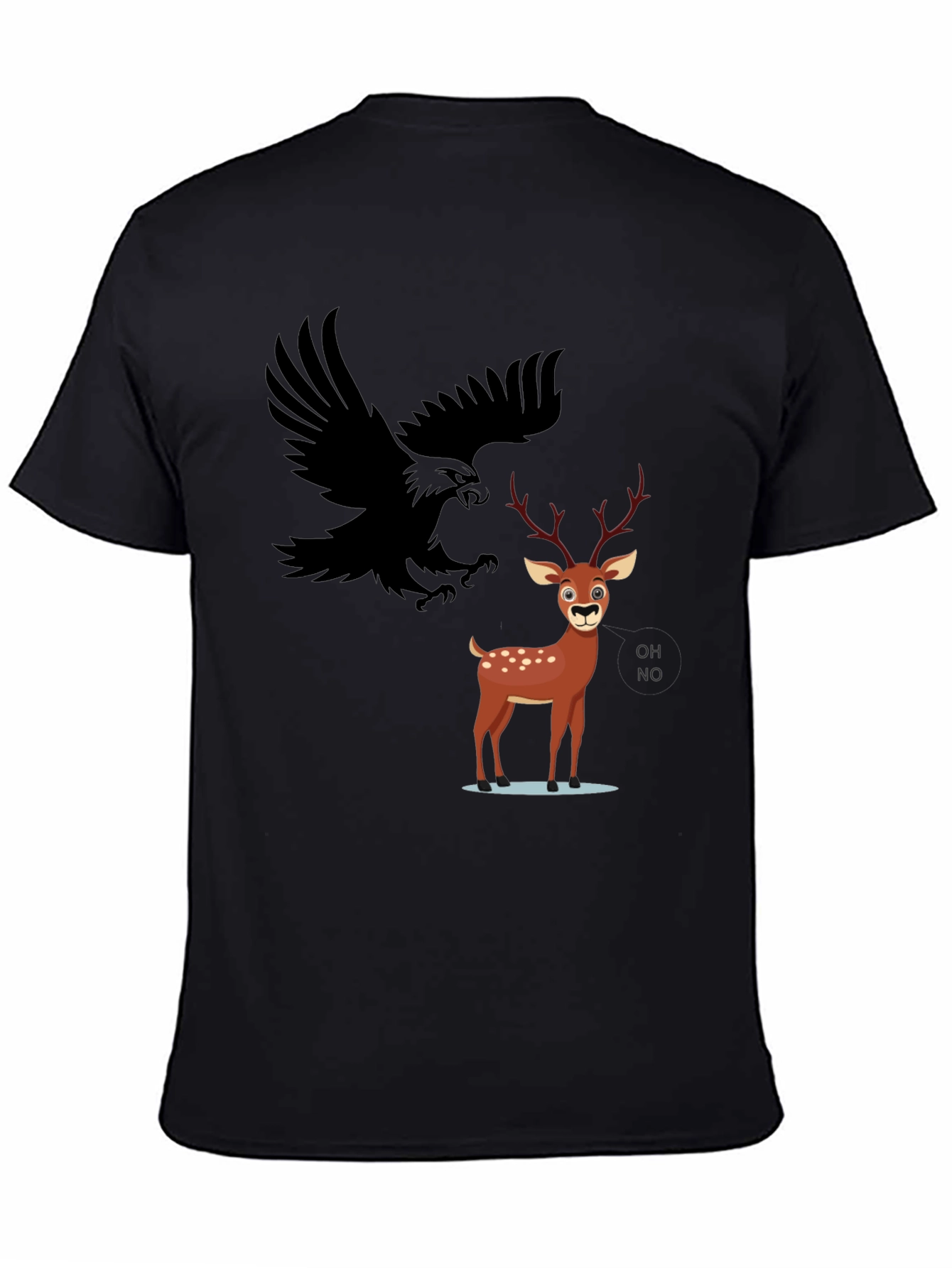 Black Eagle and Deer Graphic Tee - Black view 4